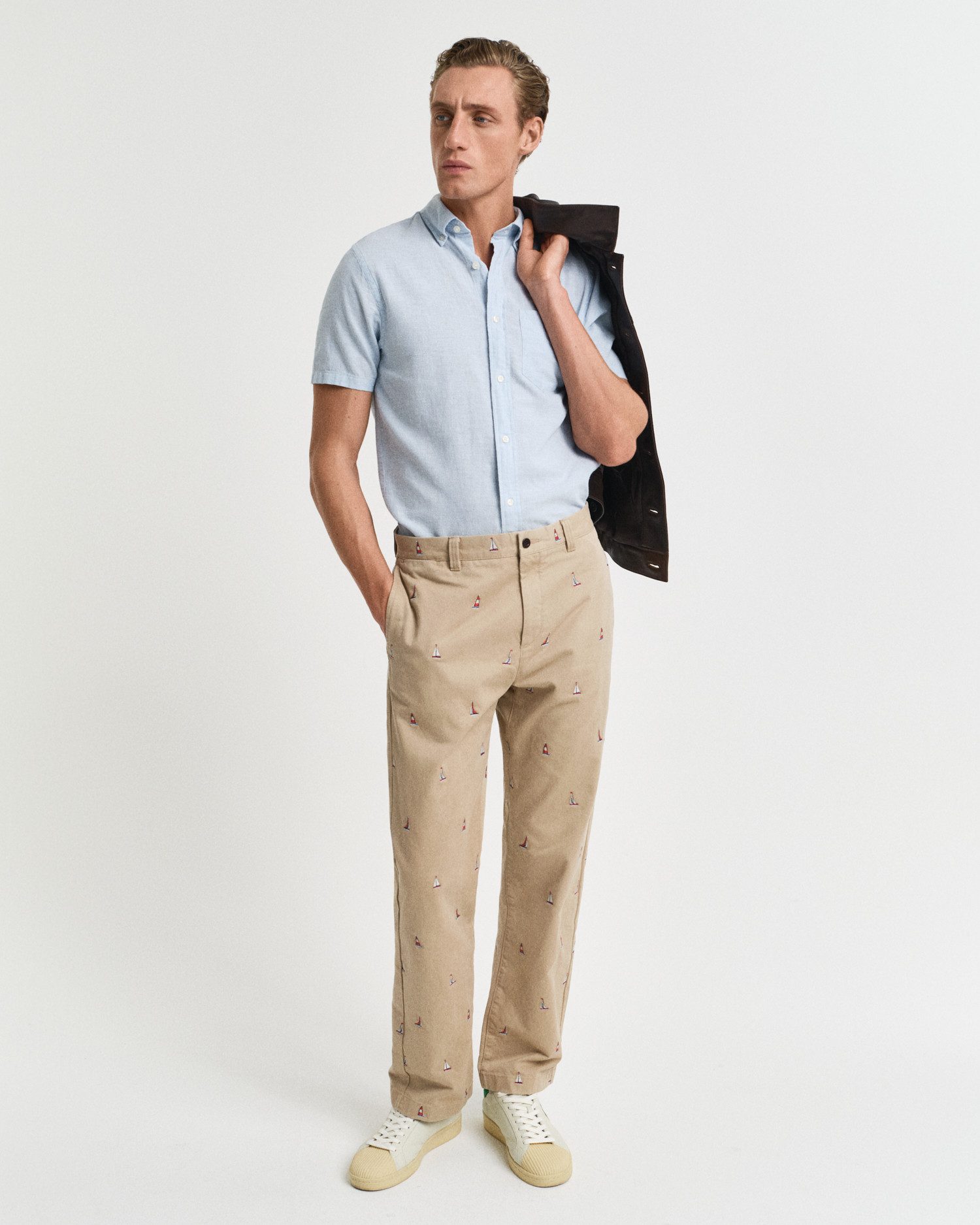 Gant Overhemd met korte mouwen REG COTTON LINEN SS SHIRT