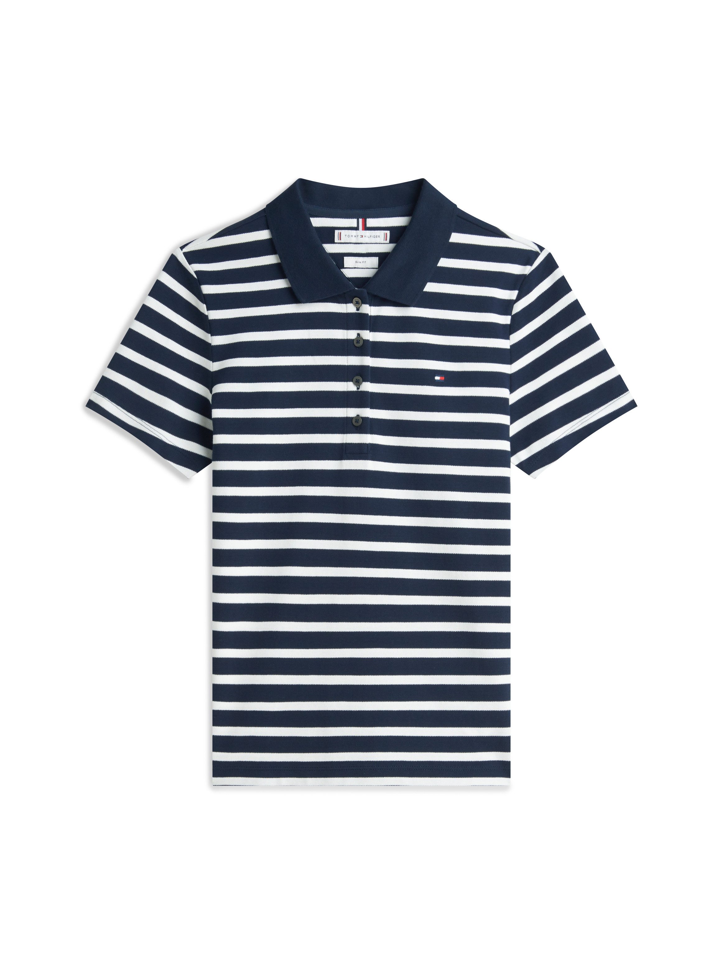 Tommy Hilfiger Poloshirt 1985 Slim Fit Pique Premium met logo-borduursel, met zijsplitten