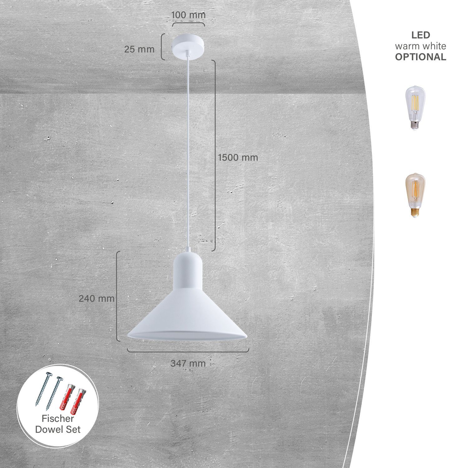 Paco Home Hanglamp Claire Hanglamp eetkamer keukenlamp hangend Eettafellamp mat E27