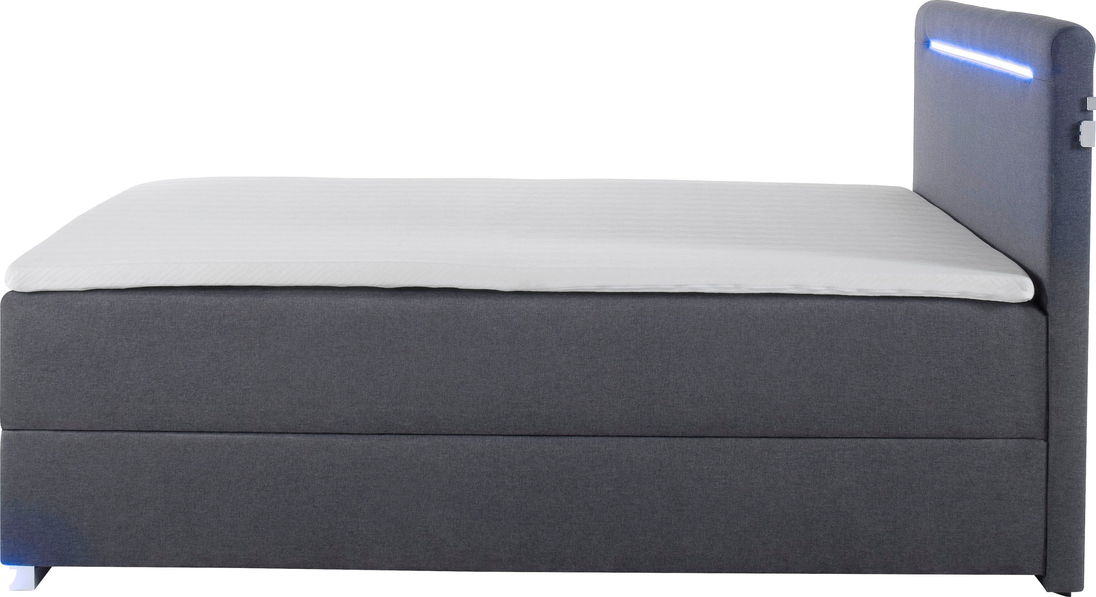 meise.möbel Boxspring Las Vegas Voeten en hoofdbord met ledverlichting, met bedkist en topmatras