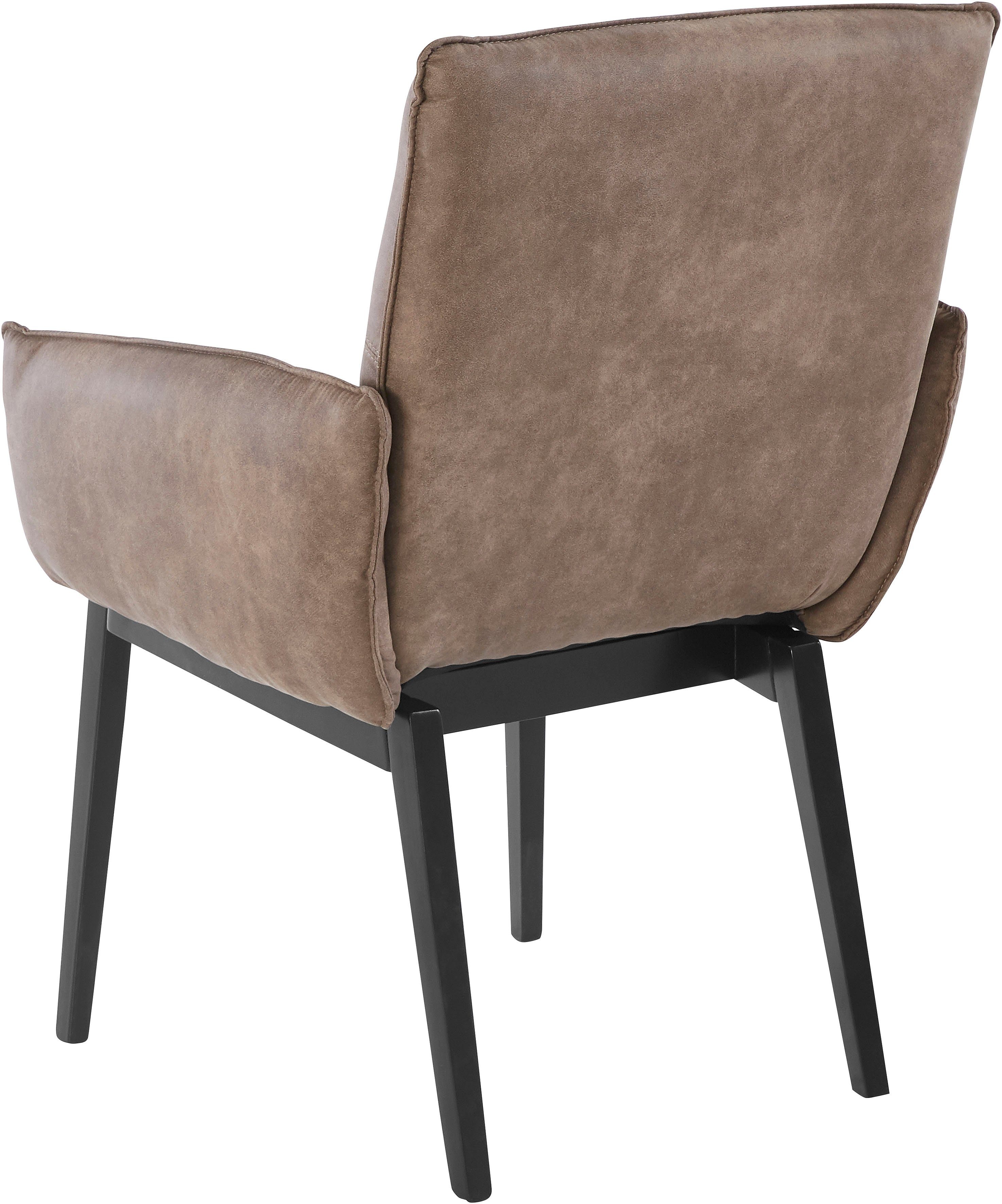 Home affaire Stoel met armleuningen Model 6 Bekleding van microvezel of leer, frame is beuken in zwart gelakt (2 stuks)