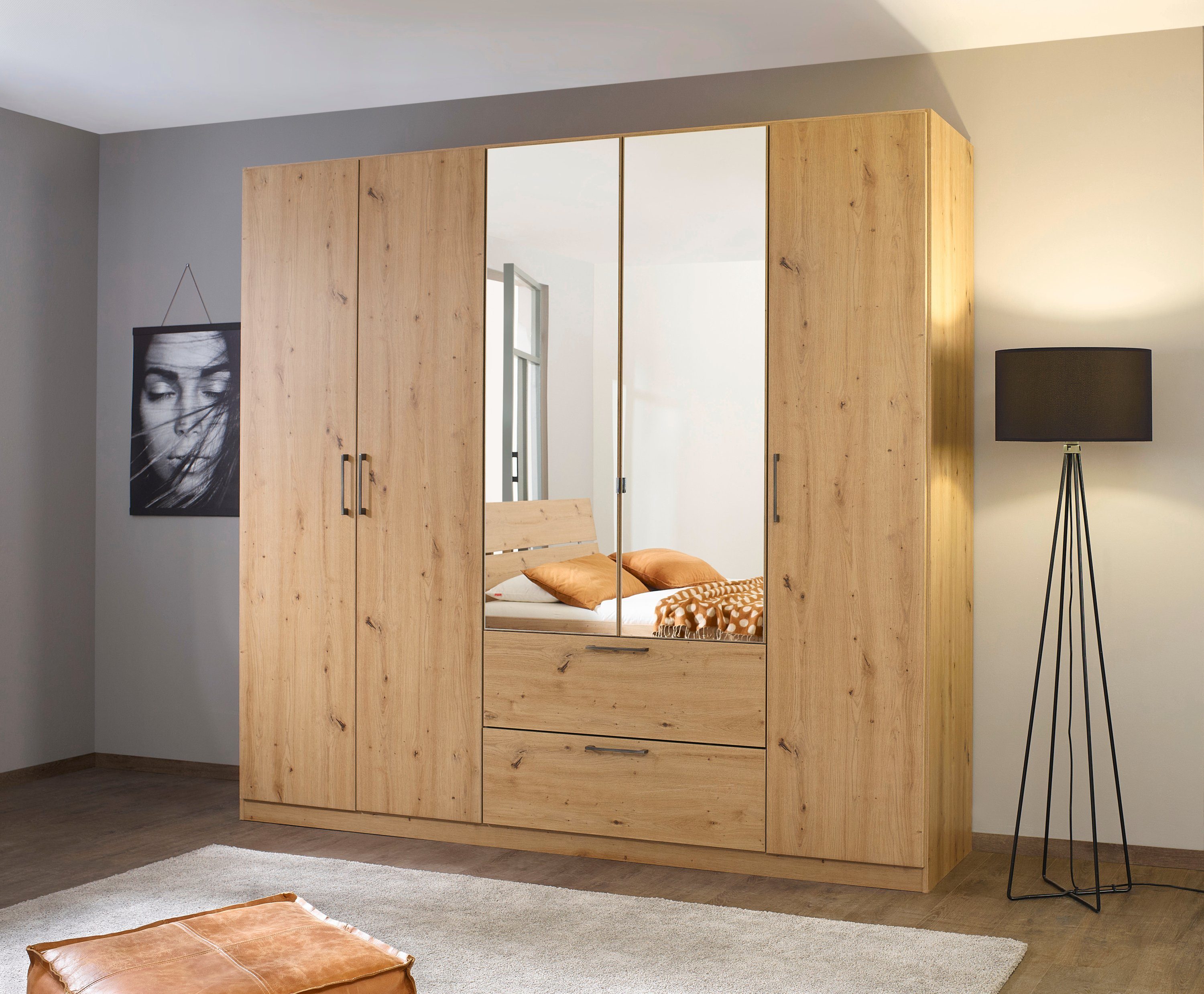 Slaapkamerserie Compleet slaapkamer Challenger (Set van 4 delen) Kast 2 breedtes, bed 3 breedtes, 2 nachttafels MADE IN GERMANY