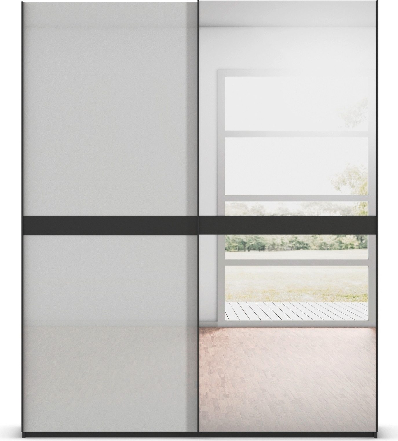 rauch Schuifdeurkast Kledingkast kast garderobe slaapkamerkast SCALE-LINE edel uiterlijk met buikband met glas/spiegel-front made in germany