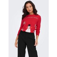 only kersttrui onlxmas happy l-s pullover box knt rood