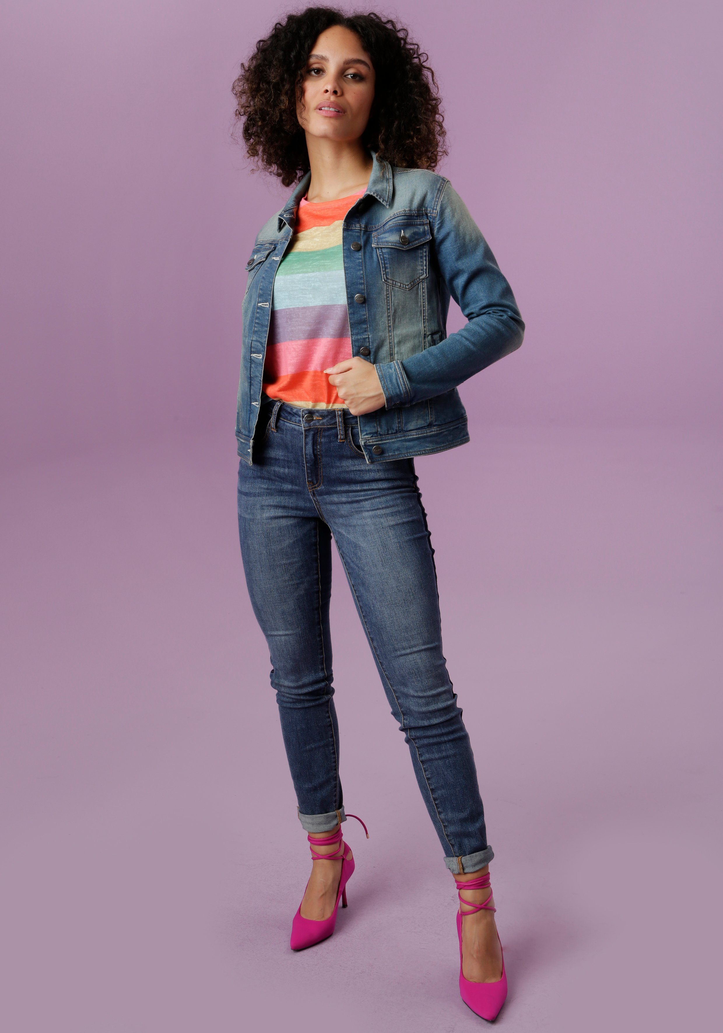 Aniston CASUAL Jeansjack in used-wassing