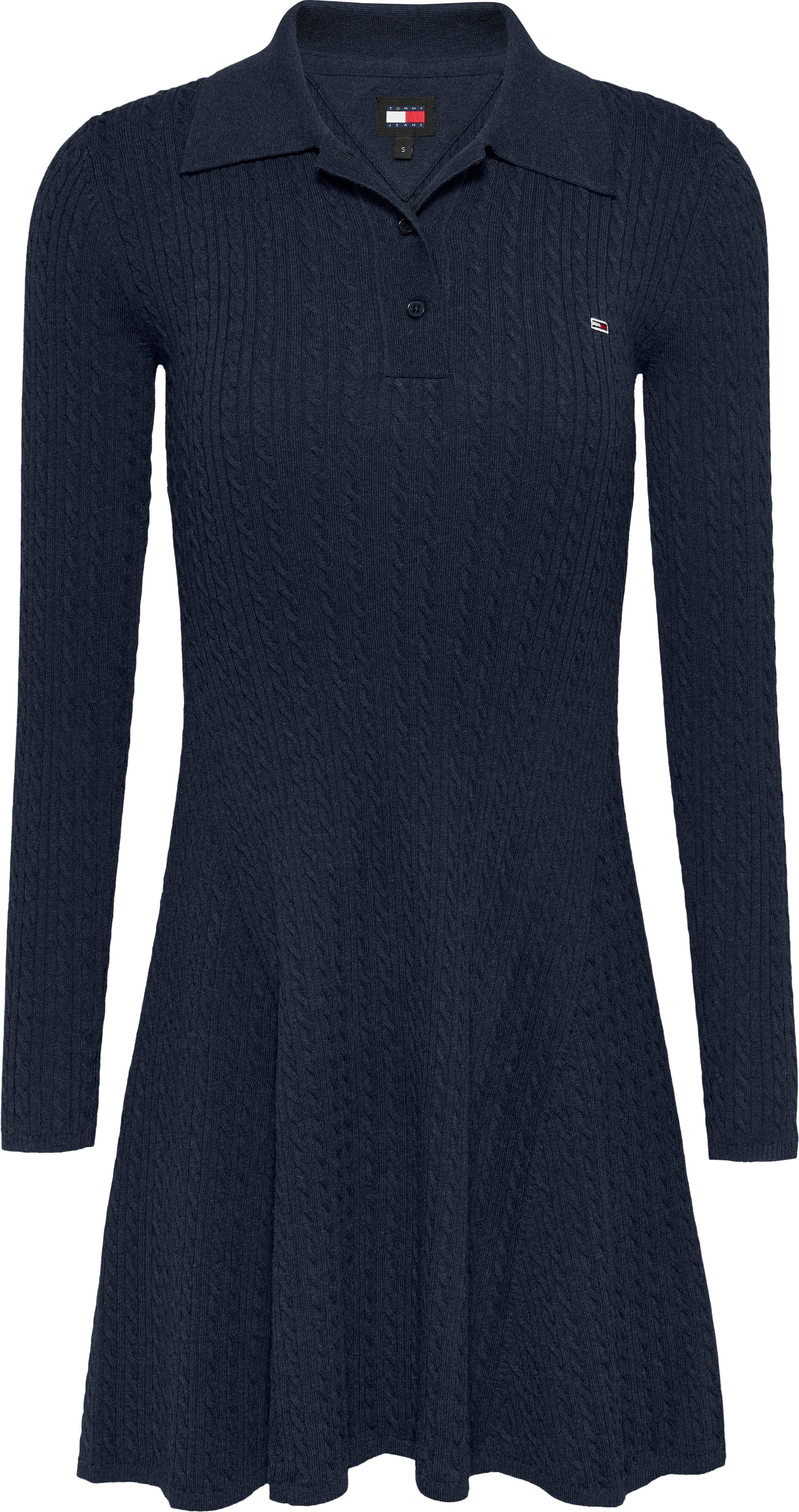 TOMMY JEANS Gebreide jurk TJW F&F POLO CABLE SWEATER DRESS met klein kabelpatroon polokraag