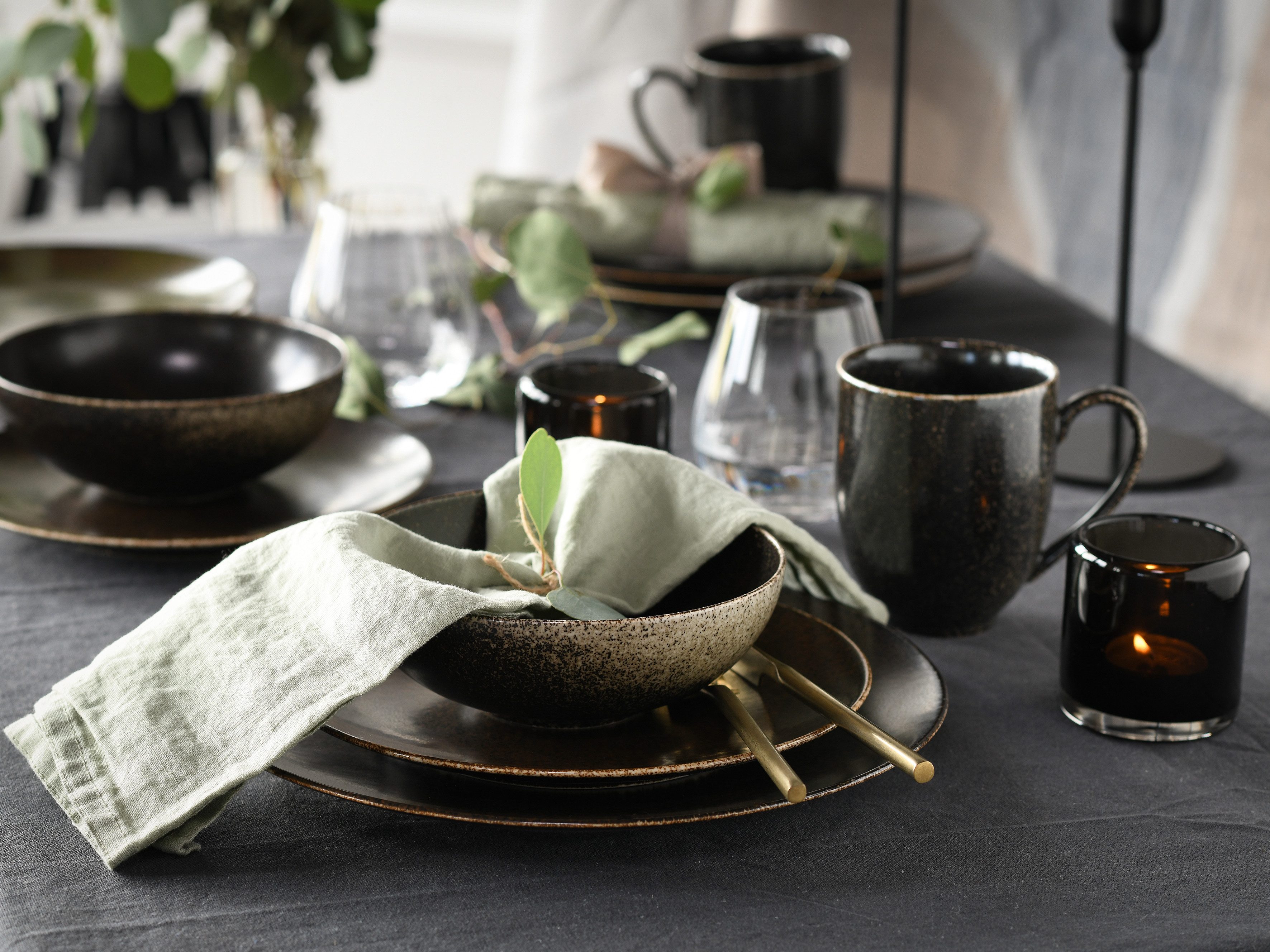 CreaTable Combi-servies Servies-set Rusty Servies, zijdemat glazuur, 16 delen, voor 4 personen (set, 16-delig)