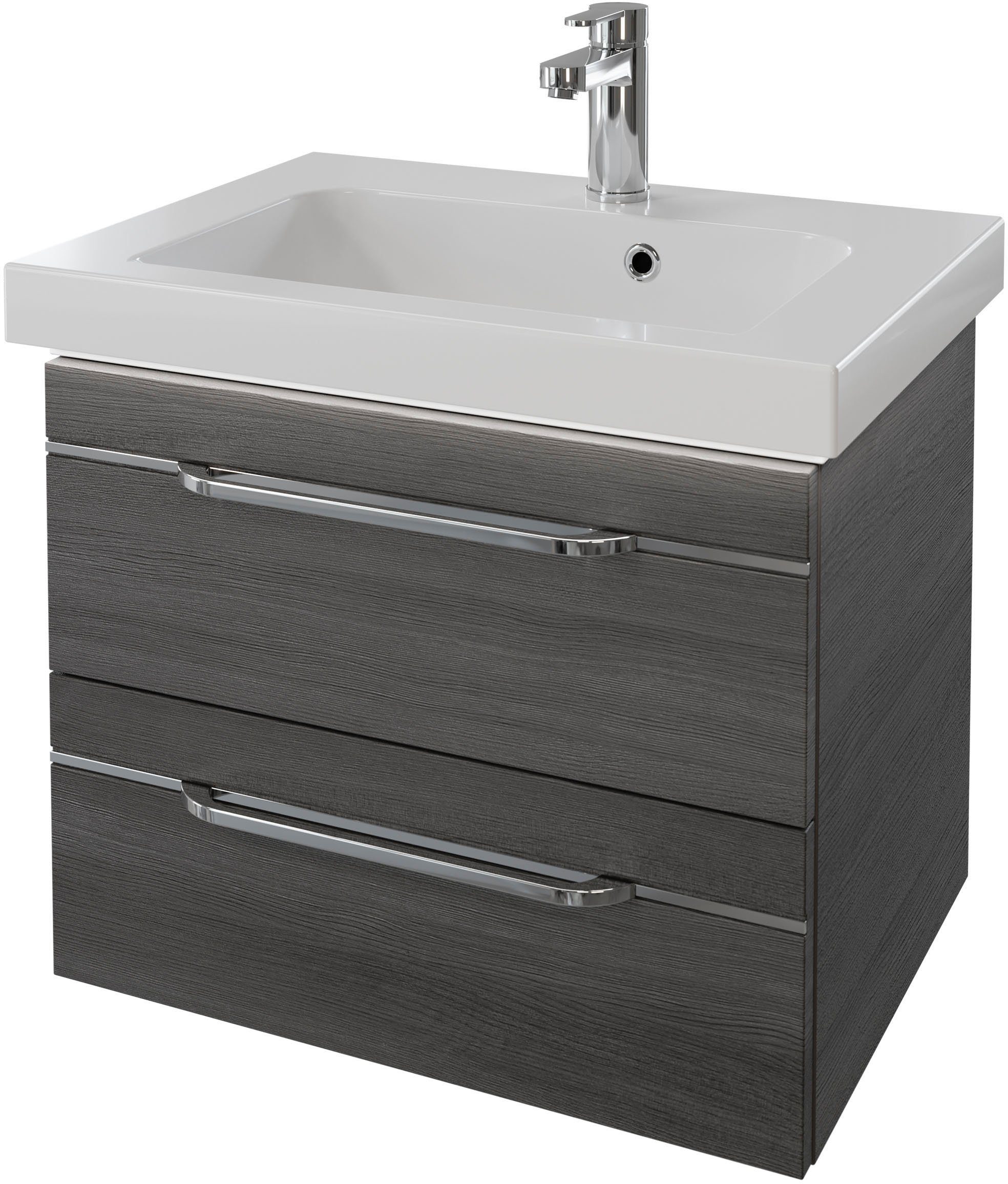 Saphir Wastafelonderkast Serie Balto Mineralmarmor-Waschtisch mit Unterschrank, 64,4 cm breit option