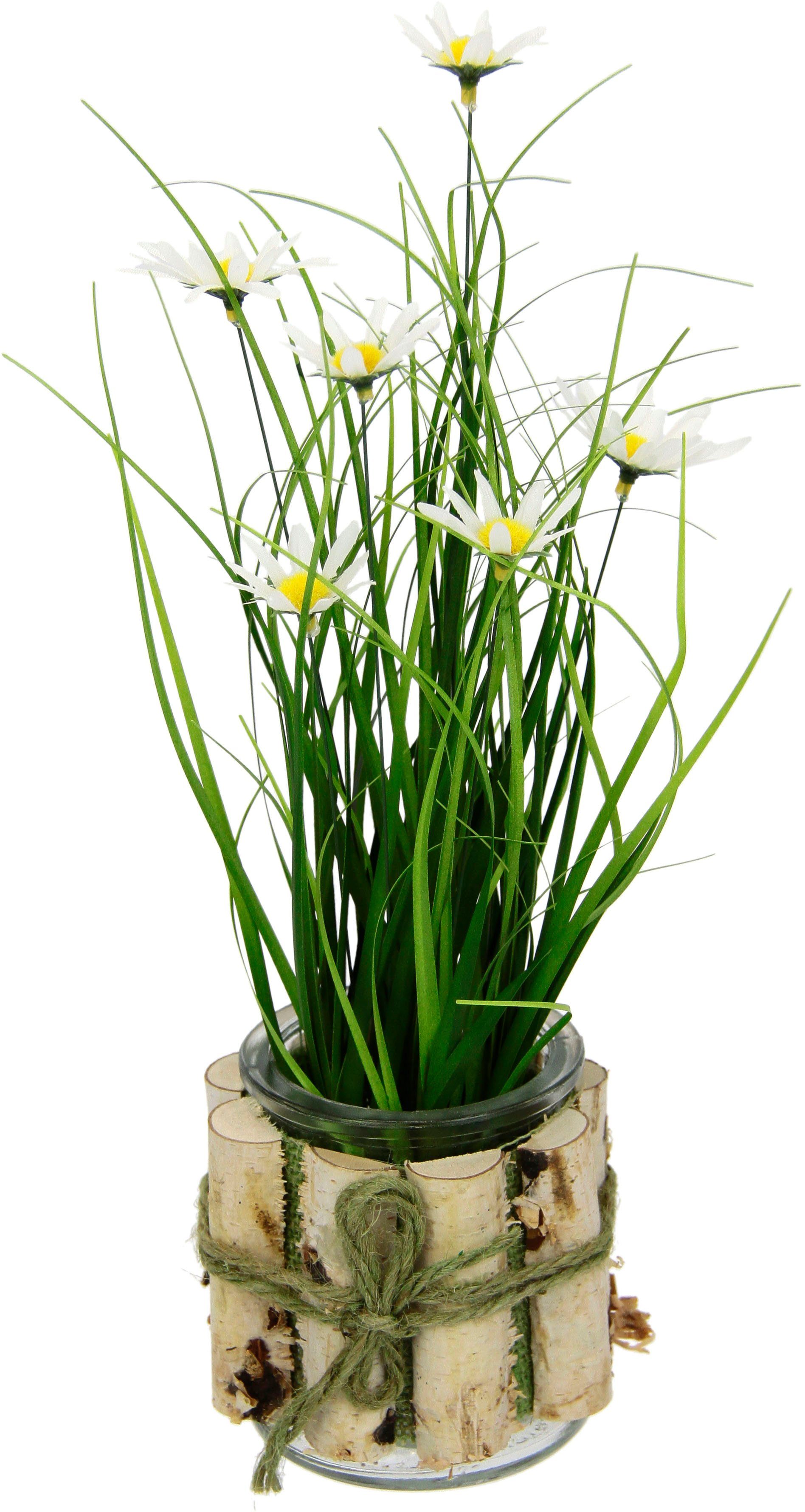 I.GE.A. Kunstbloem Margrieten in het gras (2 stuks) kunstbloemen wit