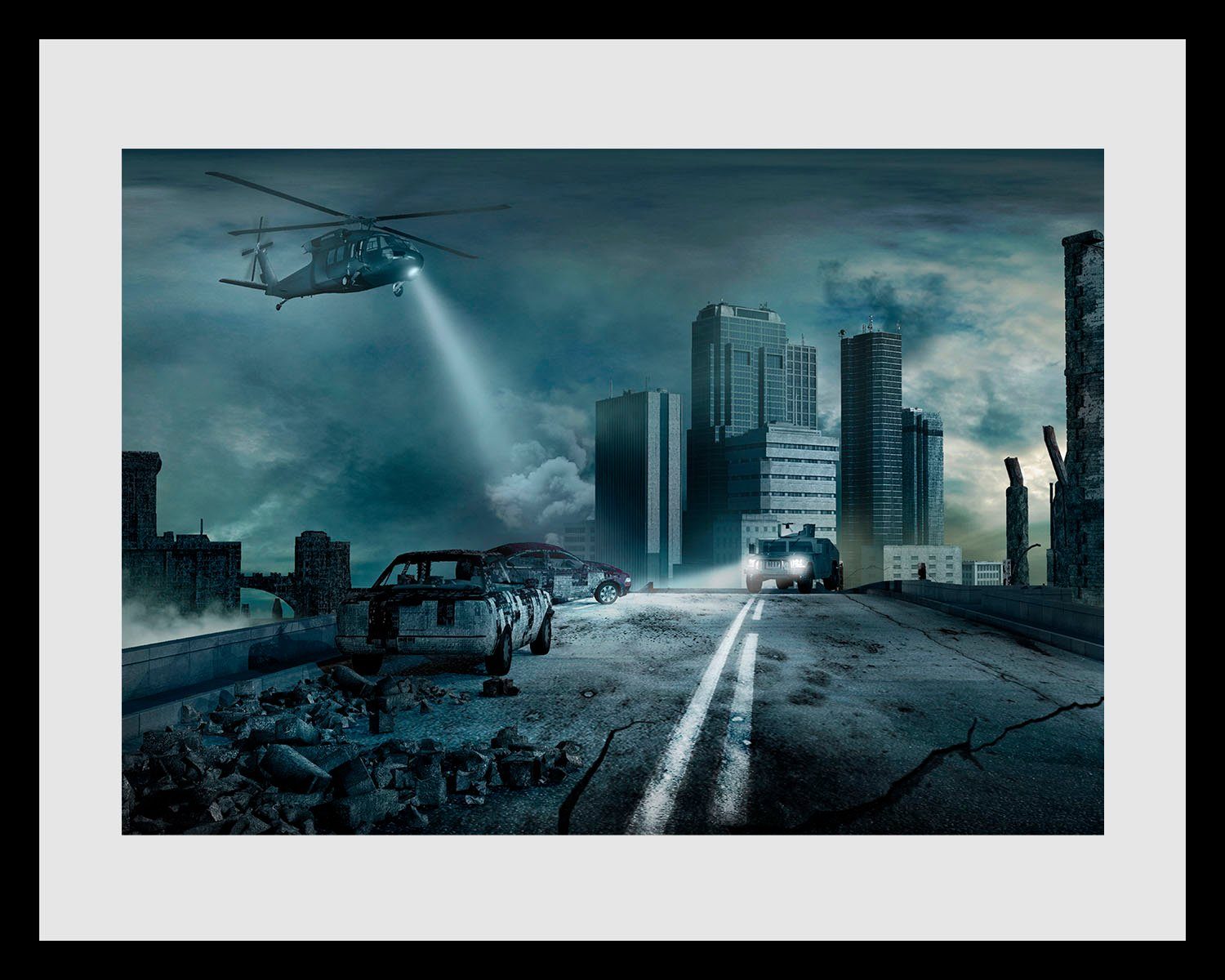 queence Wanddecoratie SEARCHING HD premium posterdruk incl. houten lijst (1 stuk)