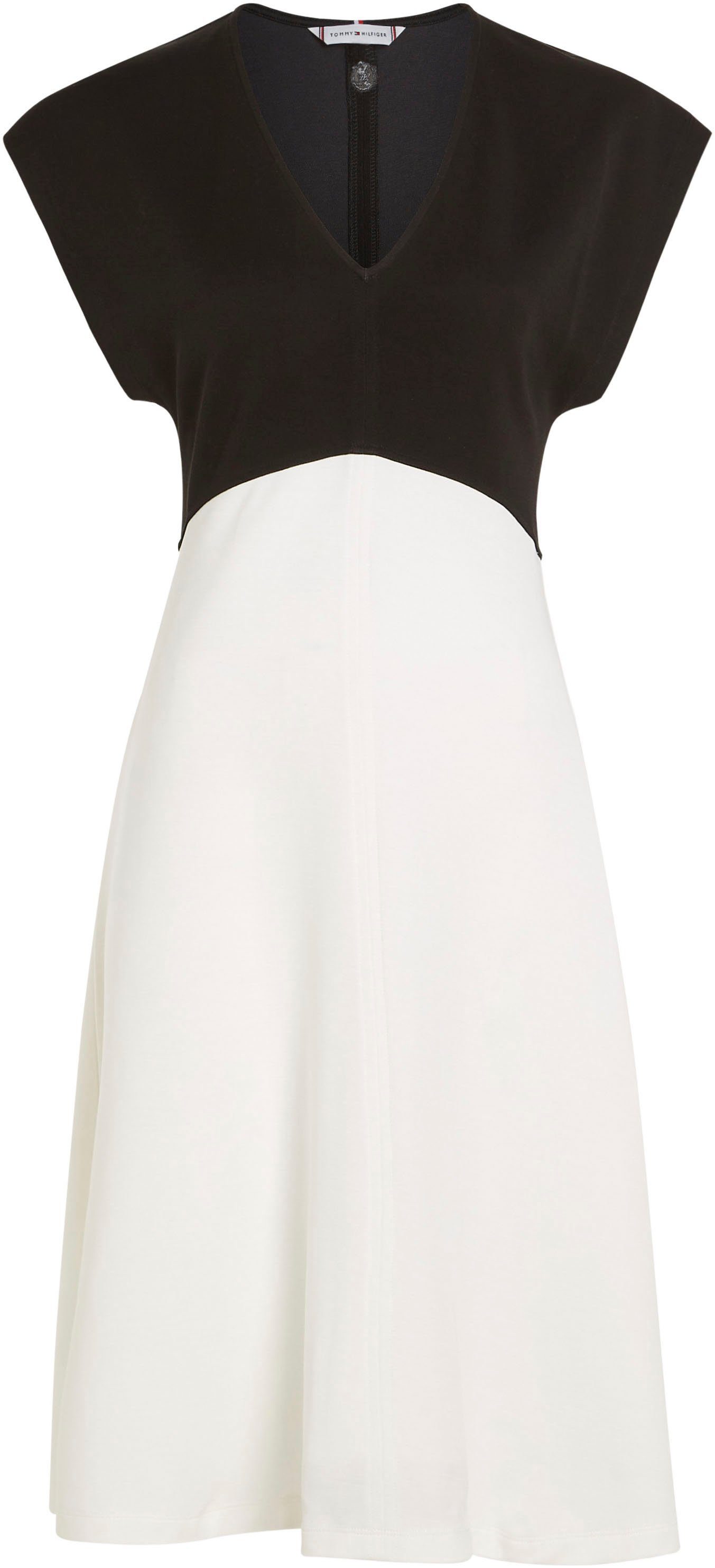 Tommy Hilfiger Jerseyjurk SHINY INTERLOCK V-NK NS KNEE DRS