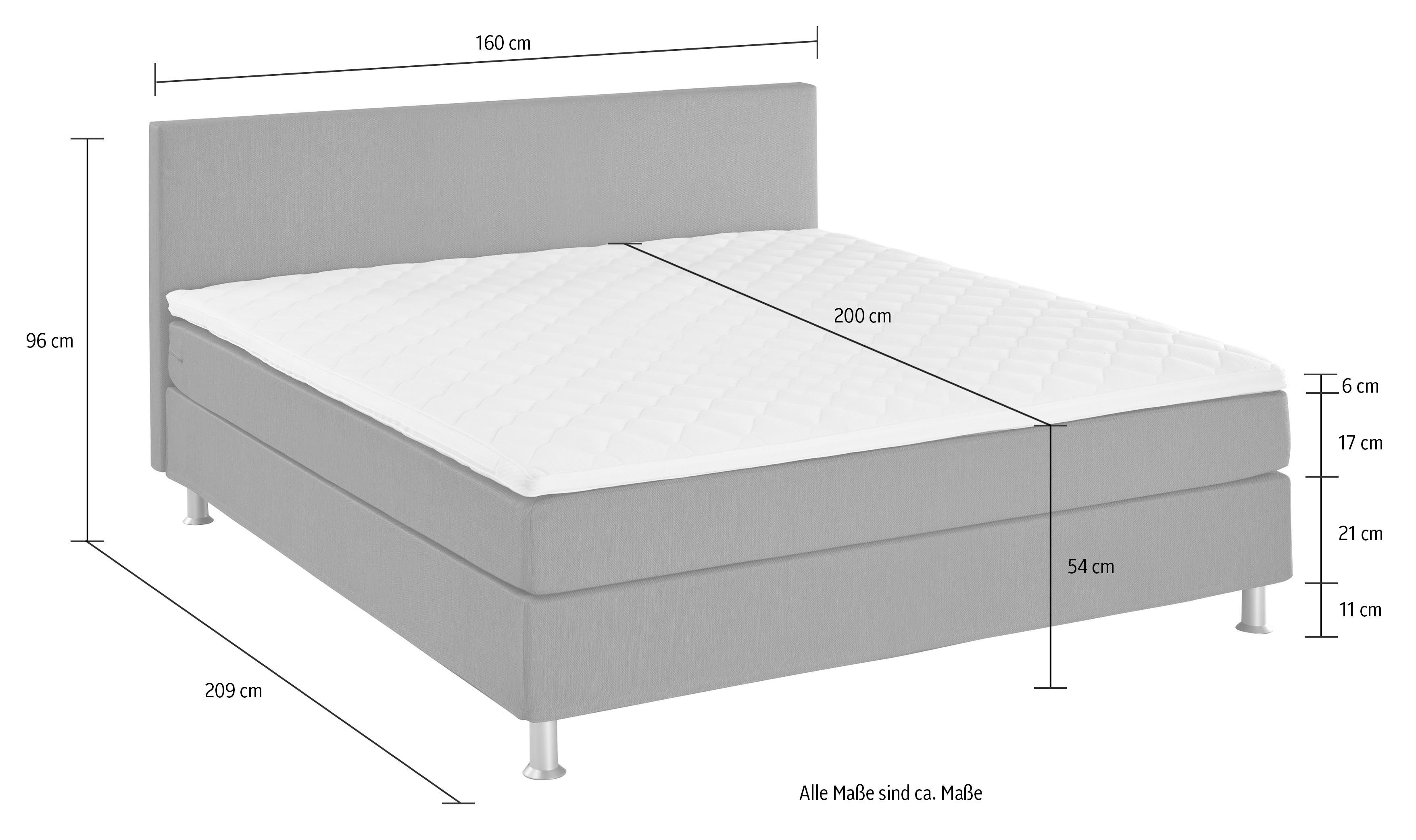 ATLANTIC home collection Boxspring Edison inclusief bonell-binnenveringsmatras en topmatras