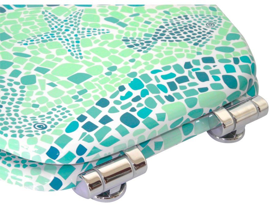 Sanilo Toiletzitting Mosaic World Green met soft-closemechanisme