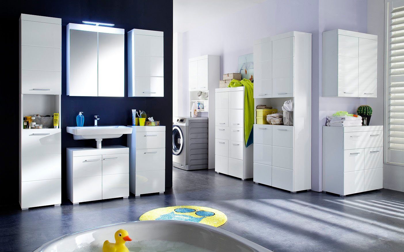 INOSIGN Hoge kast Avena Badkamer hoge kast met open vak, 2 deuren en 2 planken