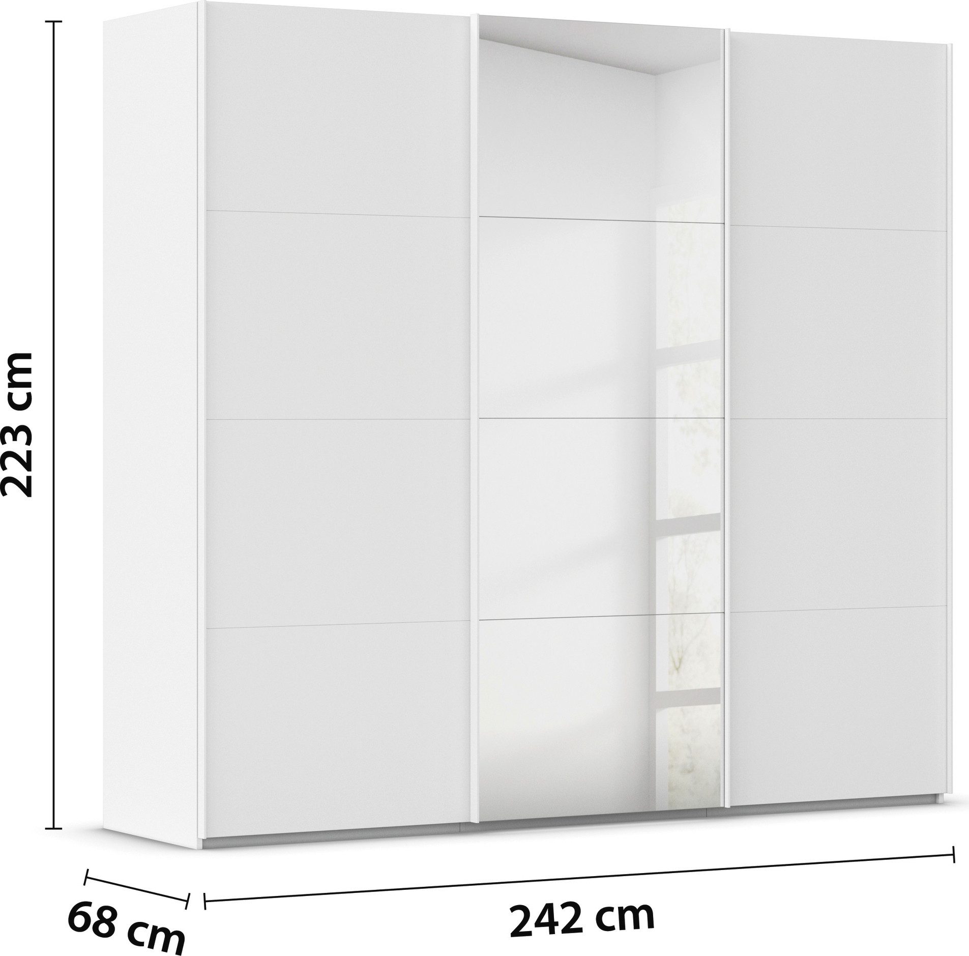 rauch Schuifdeurkast Kledingkast Kast Garderobe Slaapkamerkast EVELYN in elegante stijl met spiegel 5 breedtes veel opbergruimte made in germany