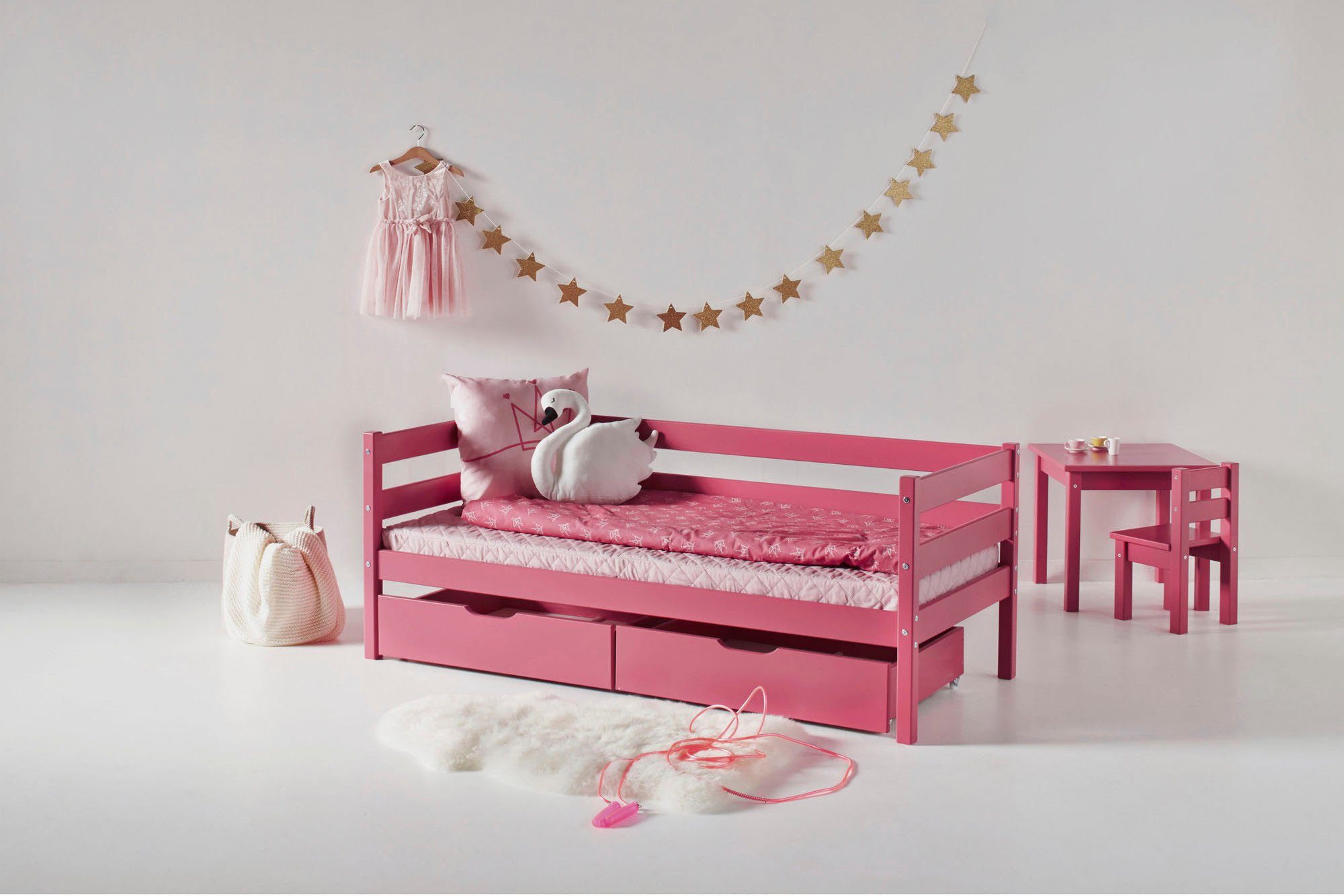 Hoppekids 1-persoonsledikant ECO Comfort kinderbed, massief grenenhout, tienerbed inclusief lattenbodem (set)