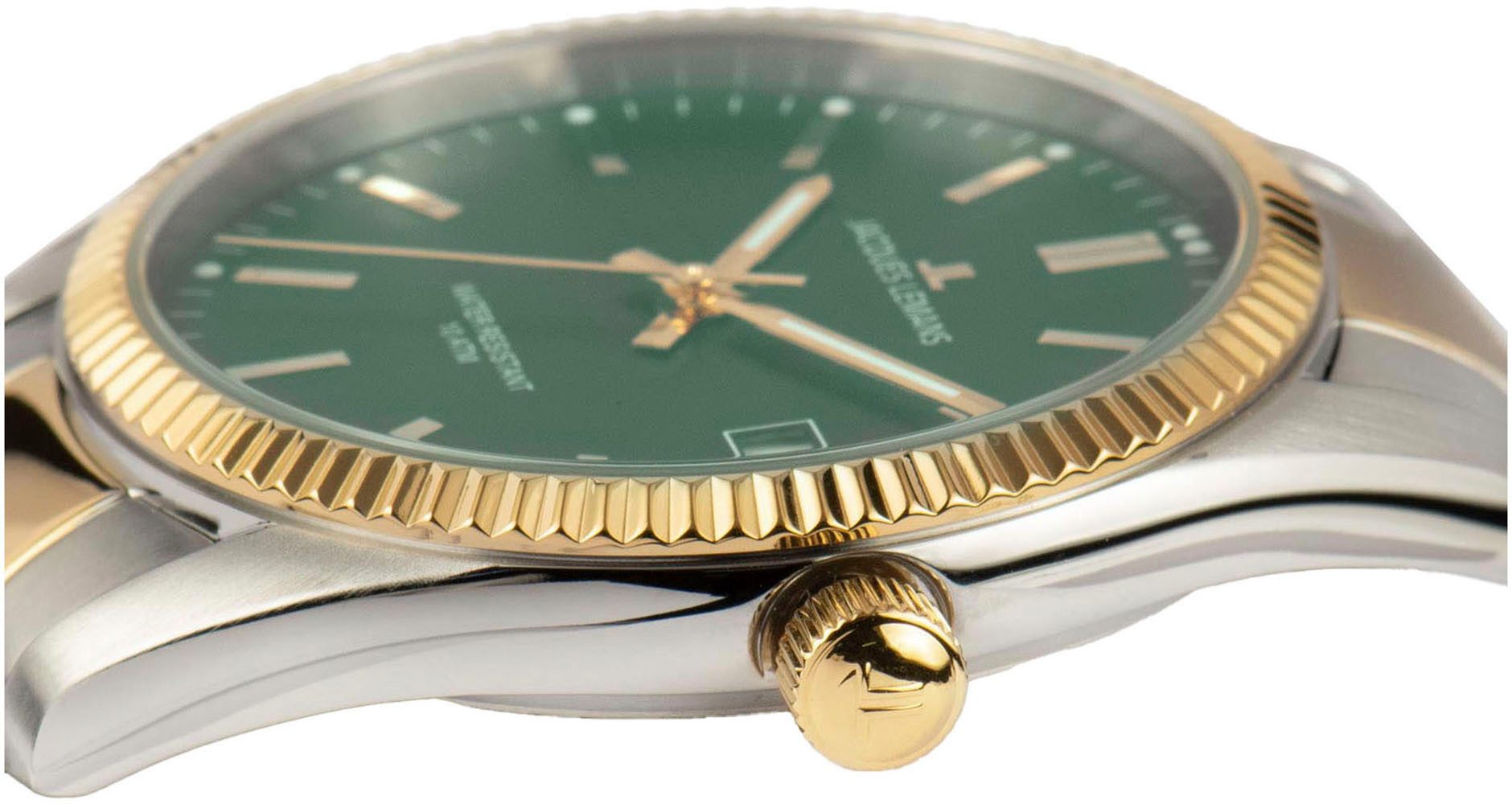 Jacques Lemans Kwartshorloge Derby Horloge, herenhorloge, dameshorloge, roestvrijstalen band, tot 10 bar waterdicht.