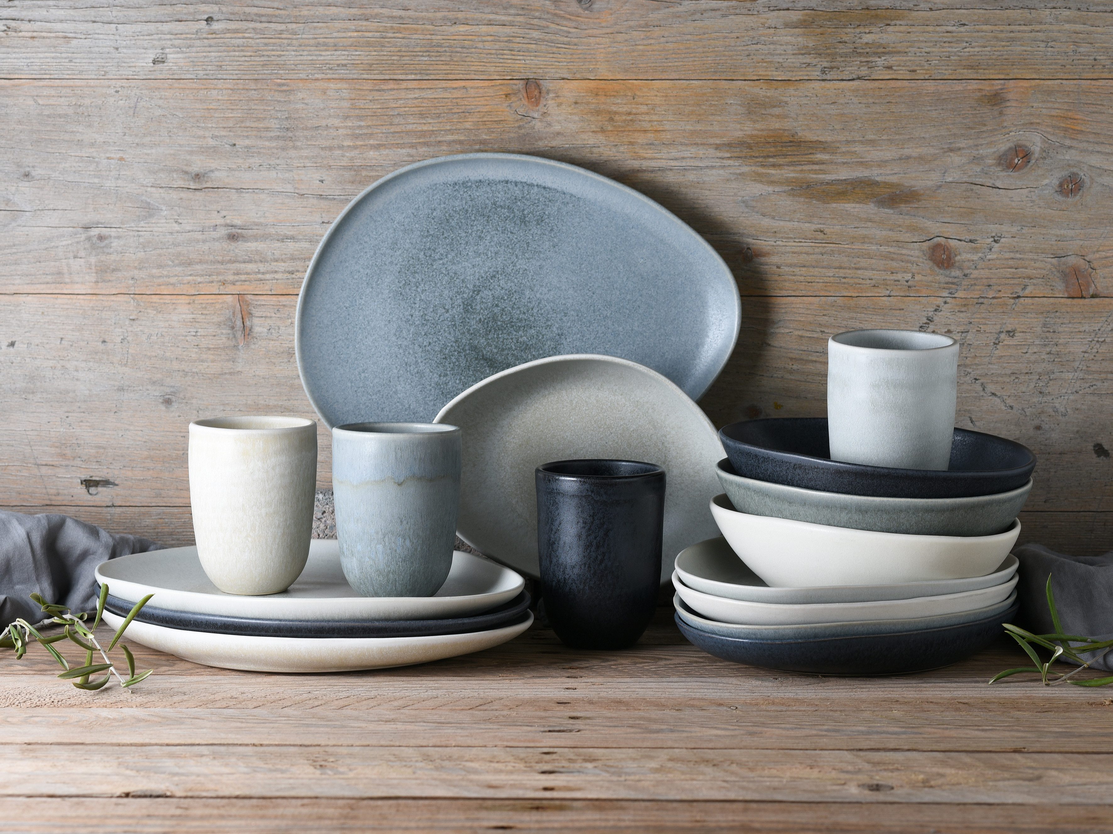 CreaTable Plat bord Dinerbord Pietra Bordenset voor 4 personen, aardewerk, plat bord, made in Europe (set, 4-delig)