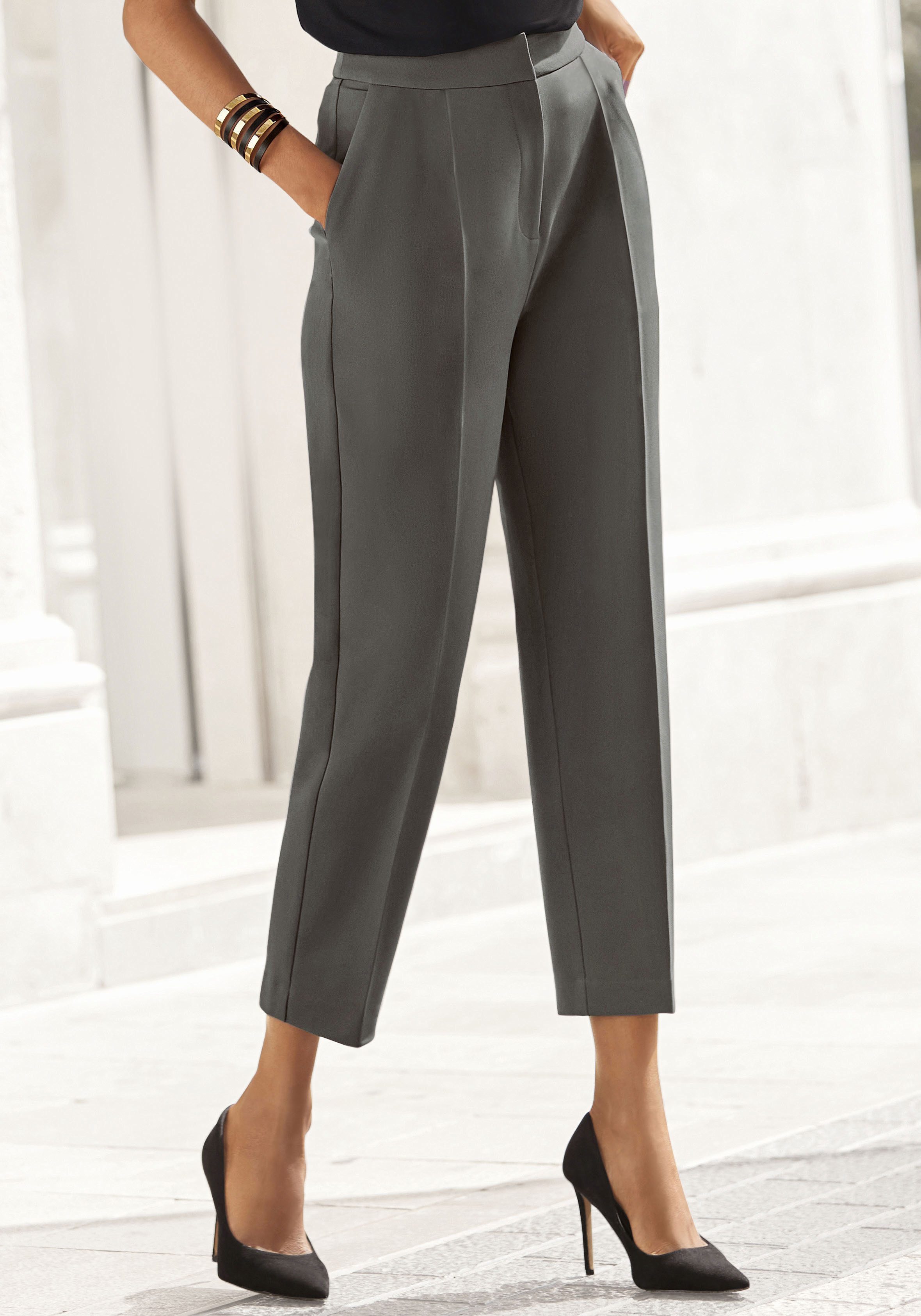 Lascana Persplooibroek in 7 8-lengte elegante pantalon met zakken smalle stofbroek