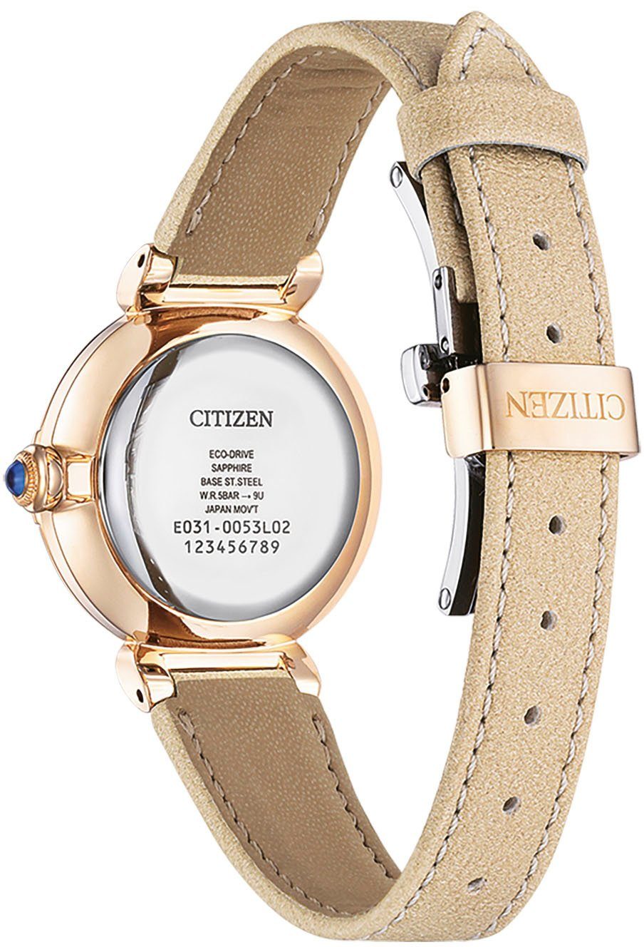 Citizen Solarhorloge EM1074-15D Polshorloge, dameshorloge, roestvrijstalen armband, saffierglas