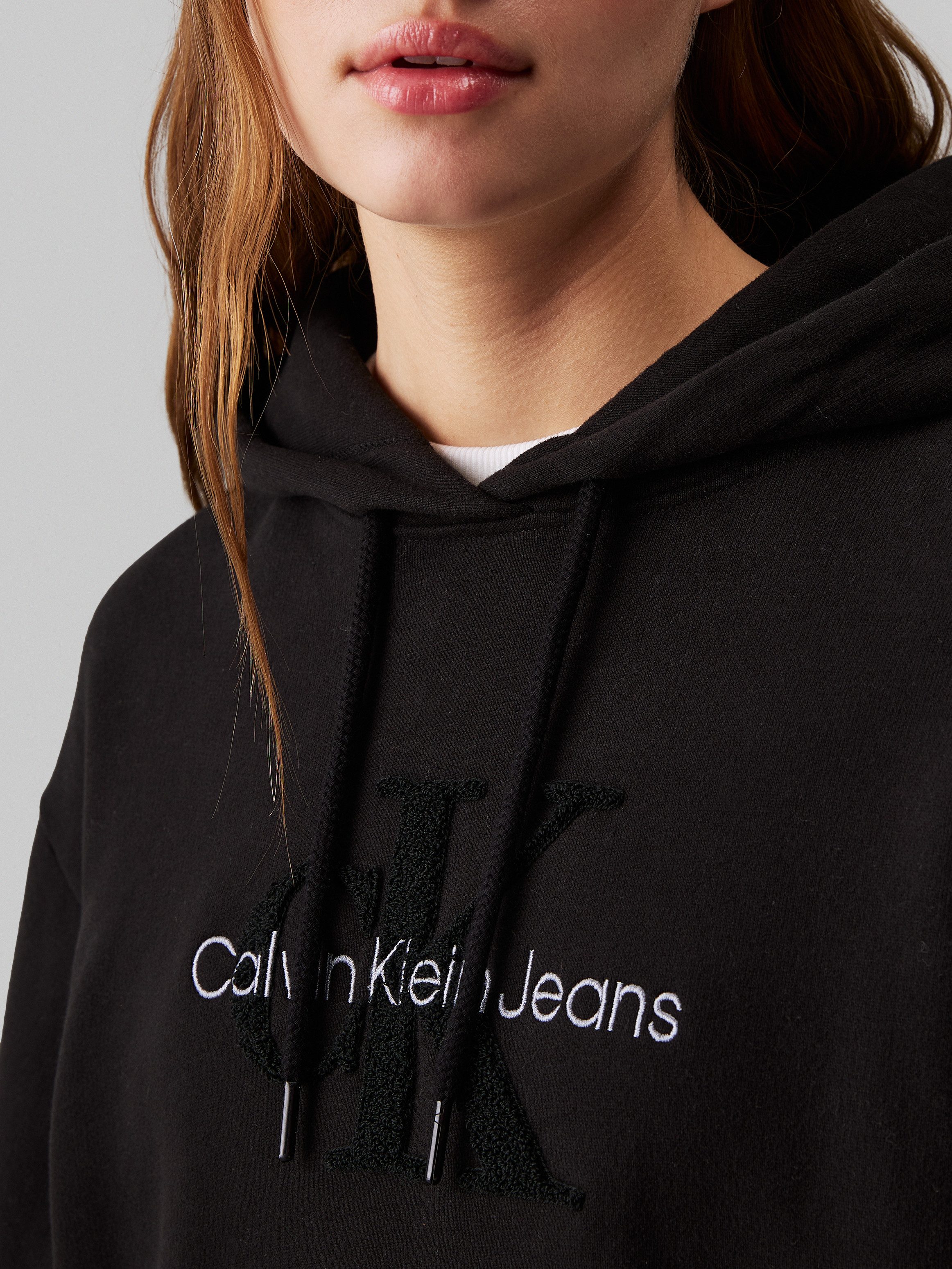 Calvin Klein Sweatjurk CHENILLE MONOLOGO HOODIE DRESS