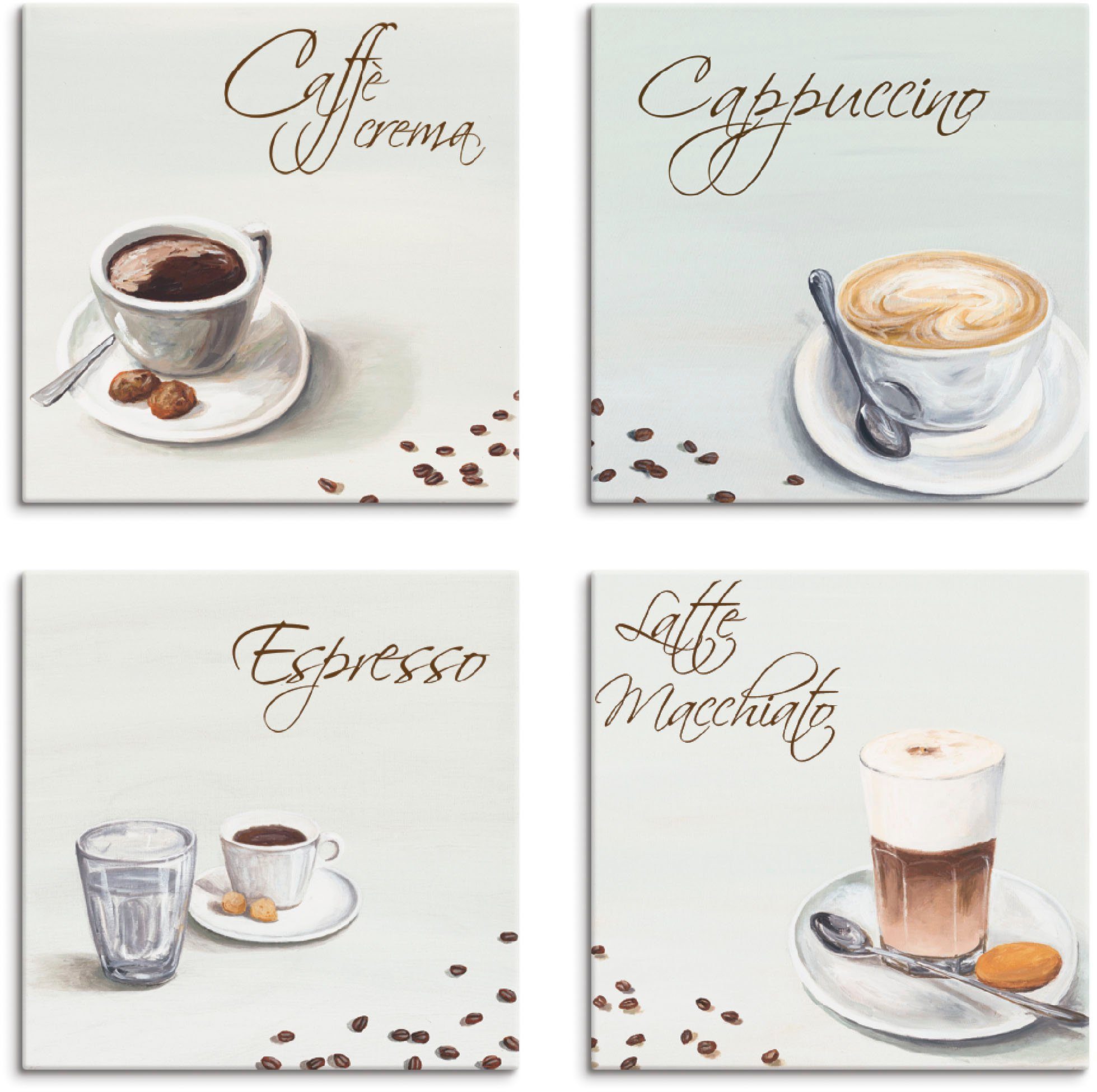 Artland artprint op linnen Cappuccino Espresso Latte Macchiato