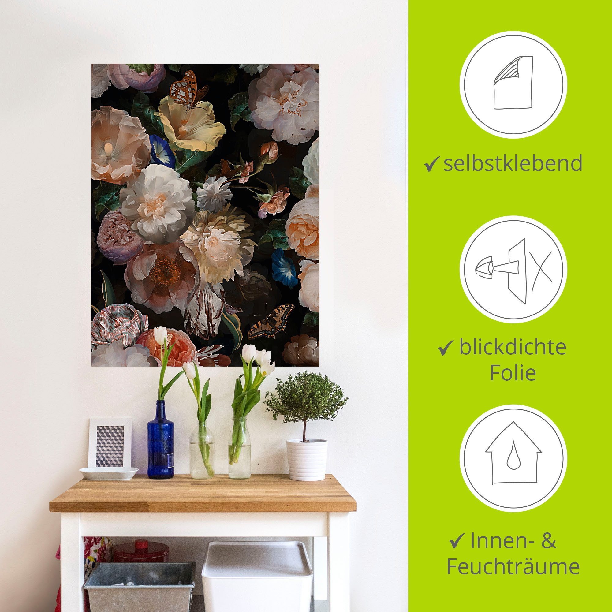 Artland Artprint Antieke Hollandse bloemen als artprint van aluminium, artprint voor buiten, artprint op linnen, poster, muursticker
