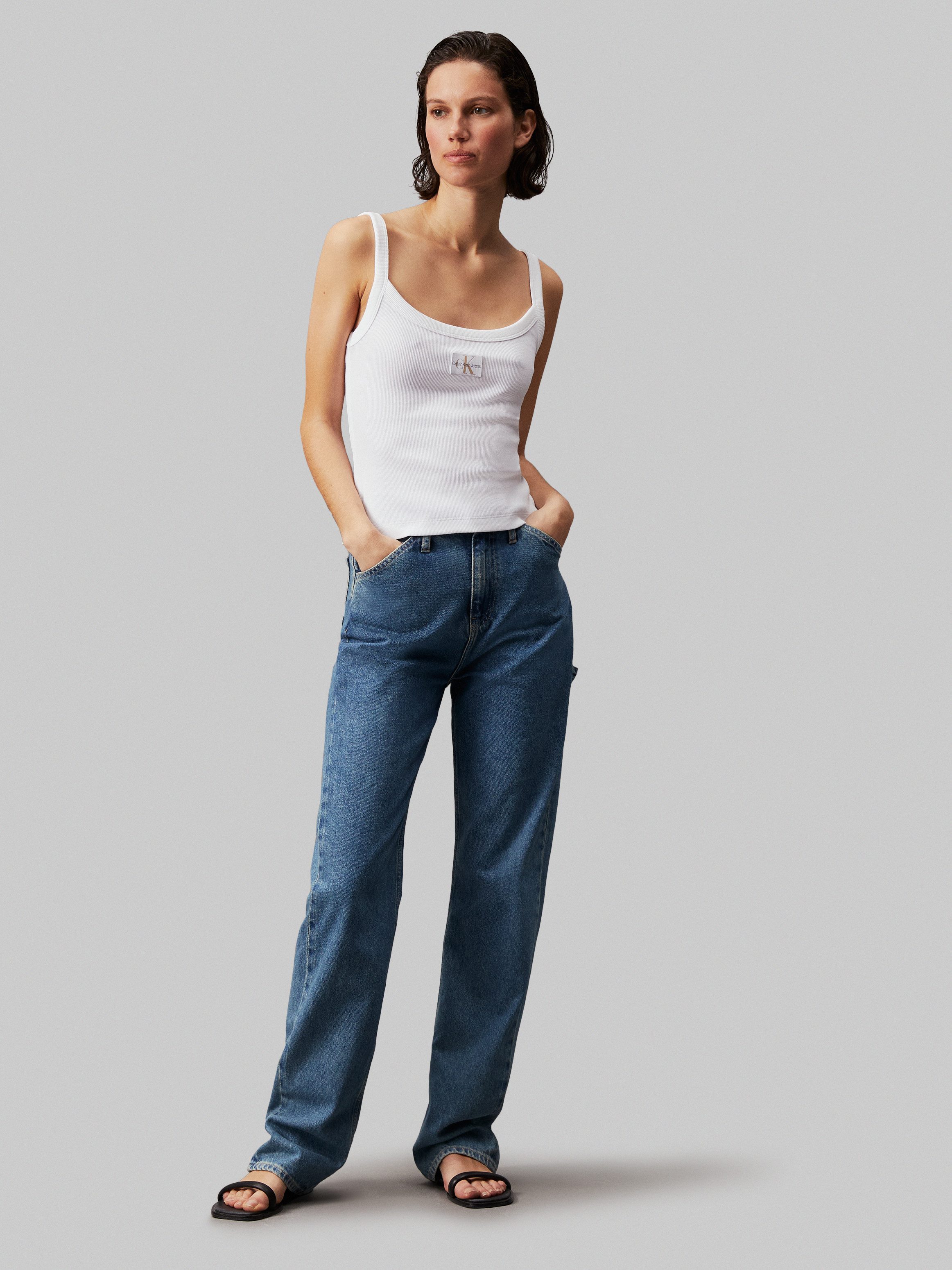Calvin Klein Top met spaghettibandjes WOVEN LABEL RIB TANK