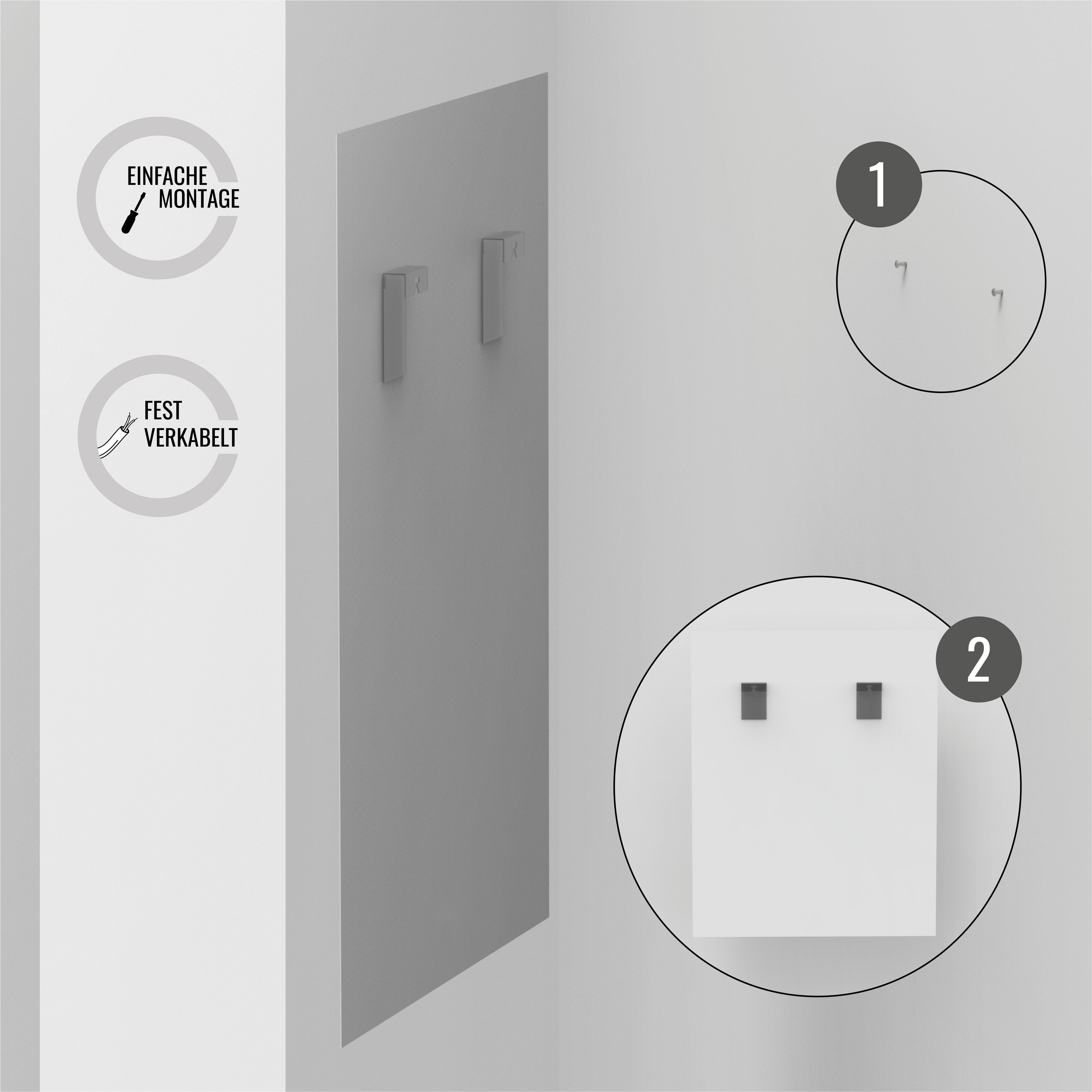 Loevschall Badspiegel Vega rond, badkamerspiegel met LED-verlichting, lichtspiegel Touchpanel voor Lichtbediening, Dimbare Spiegel, Deens Ontwerp (1 stuk)