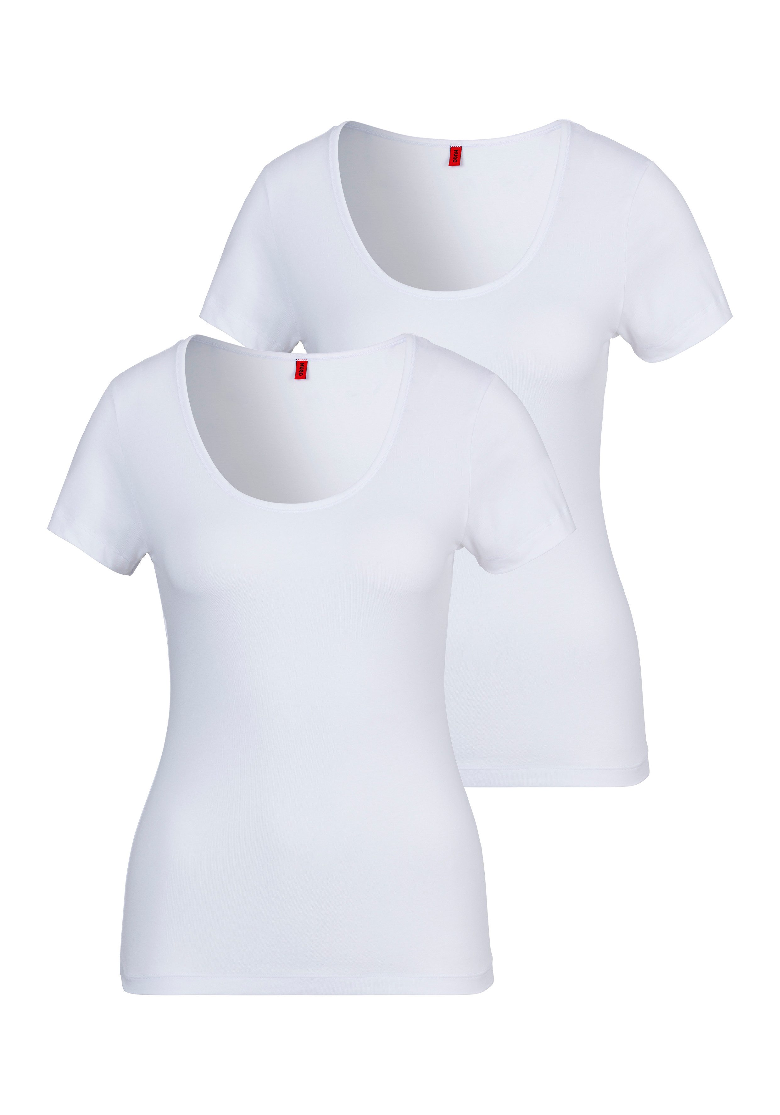 HUGO underwear T-shirt TWIN met verticale logoprint (2-delig, Set van 2) dames t-shirts maat XL wit