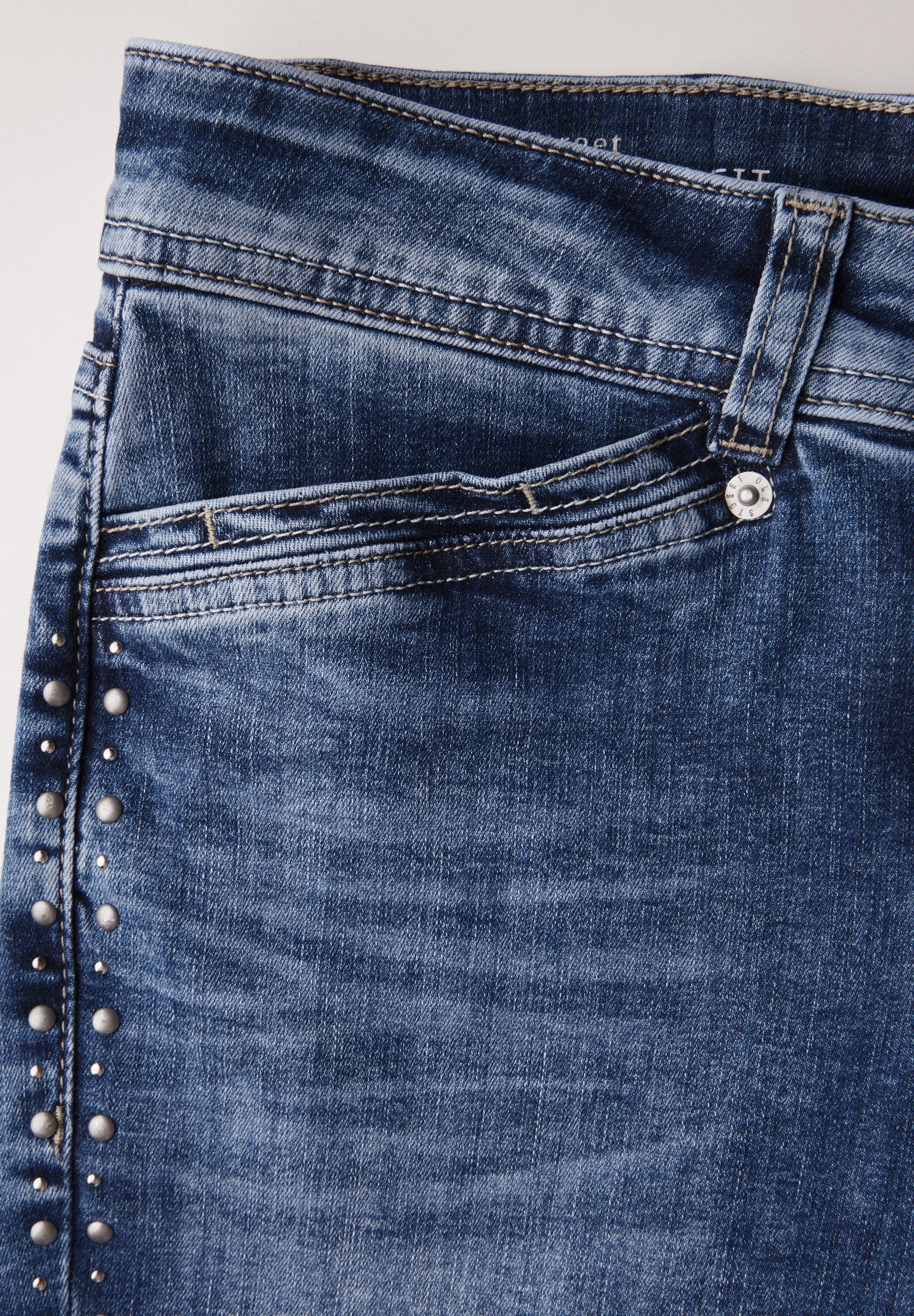 STREET ONE Slim fit jeans Style York met studs en stretch