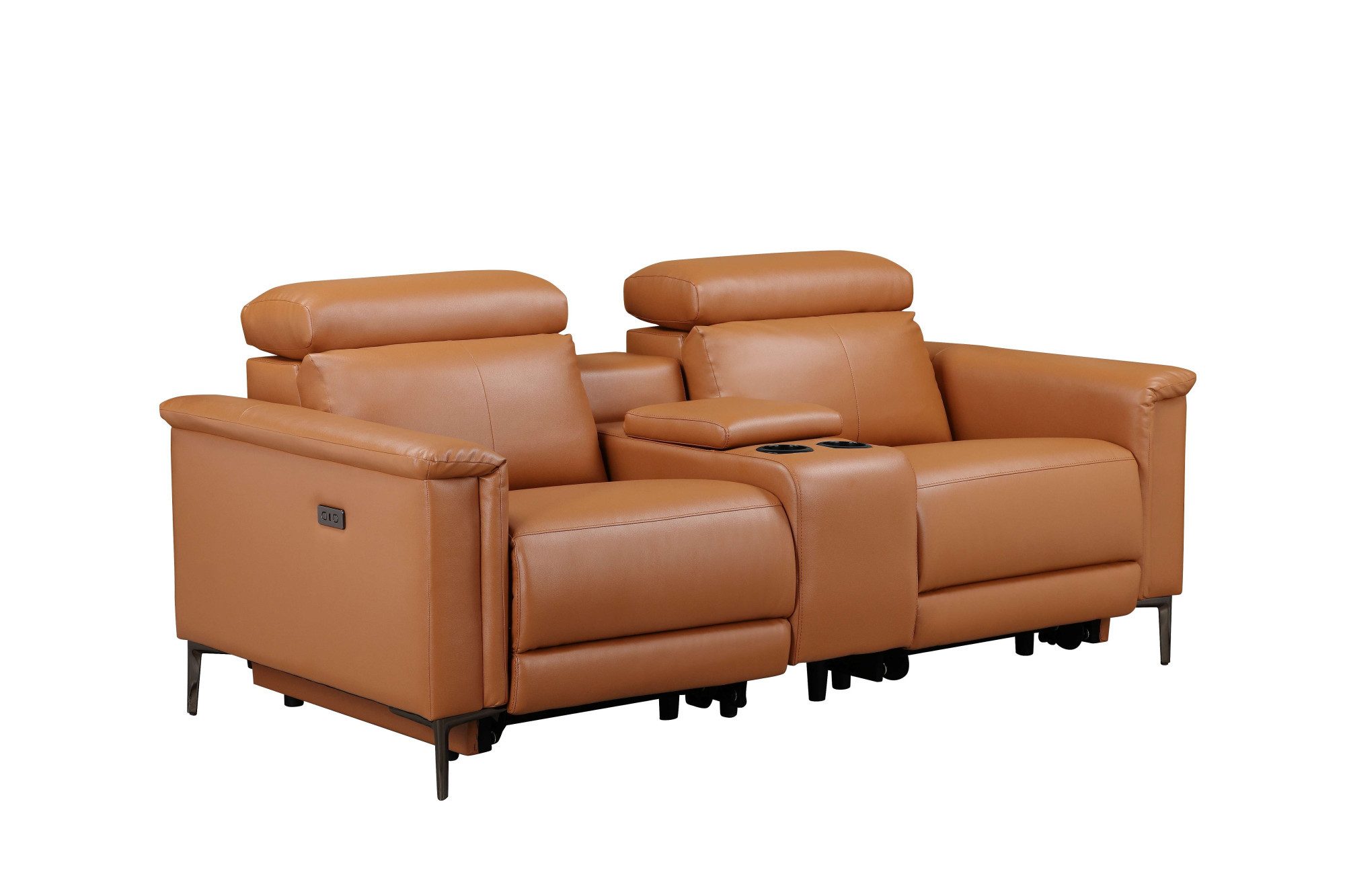 Places of Style 2-zitsbank Lund, 2-zits bioscoopbank, tv-fauteuil, multimedia-sofa, USB-A met elektrische of handmatige relaxfunctie, bekerhouder en opbergruimte