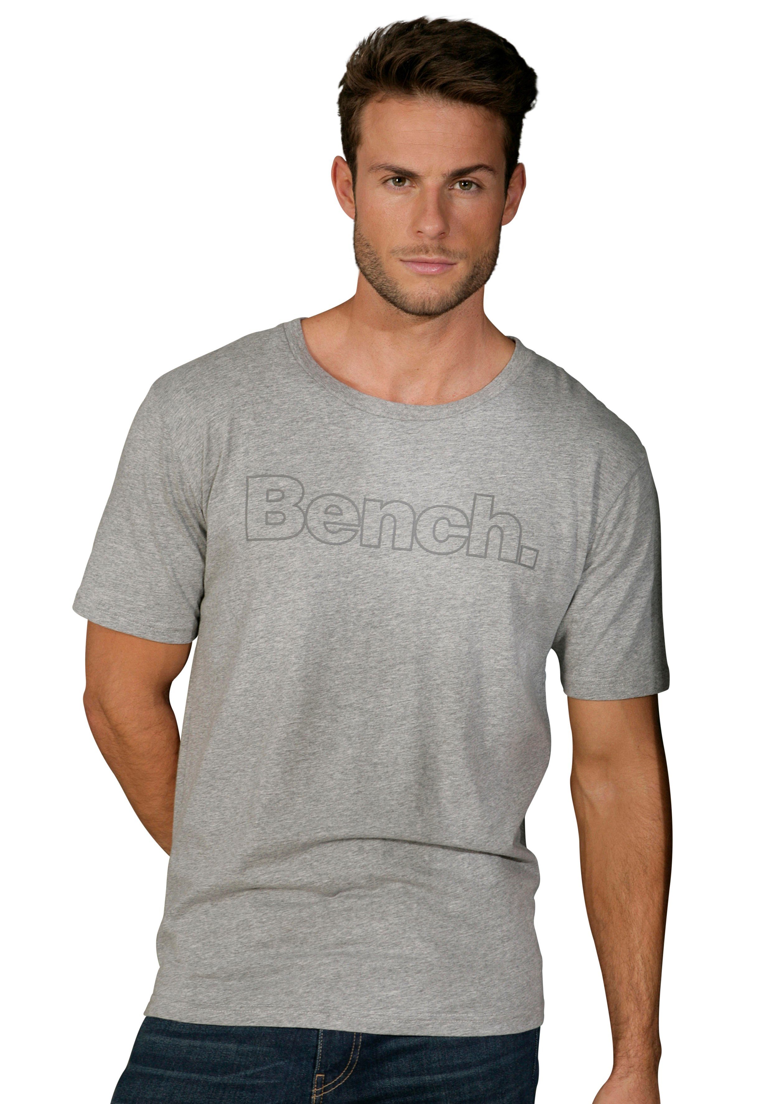 Bench. Loungewear T-shirt Shirt met logoprint, basic shirt met ronde hals van 100% katoen (2-delig)