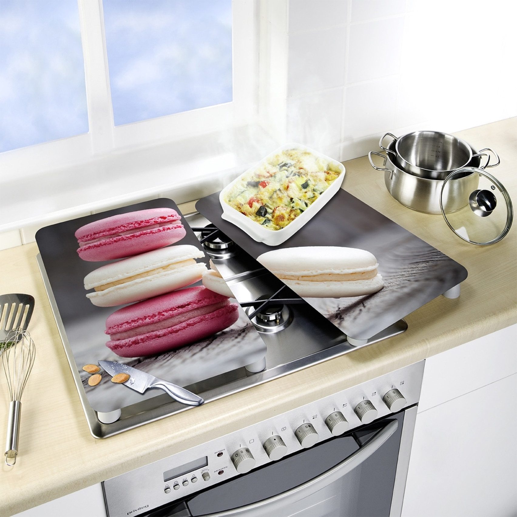 WENKO Kookplaatdeksel Universeel model Macarons (set, 2-delig)