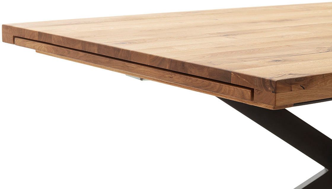 MCA furniture Eettafel BARLETTA uitschuifbare tafel 180-280 cm massief, doorlopende lamel, verdubbeld, metaal, tafelblad 5,0 cm