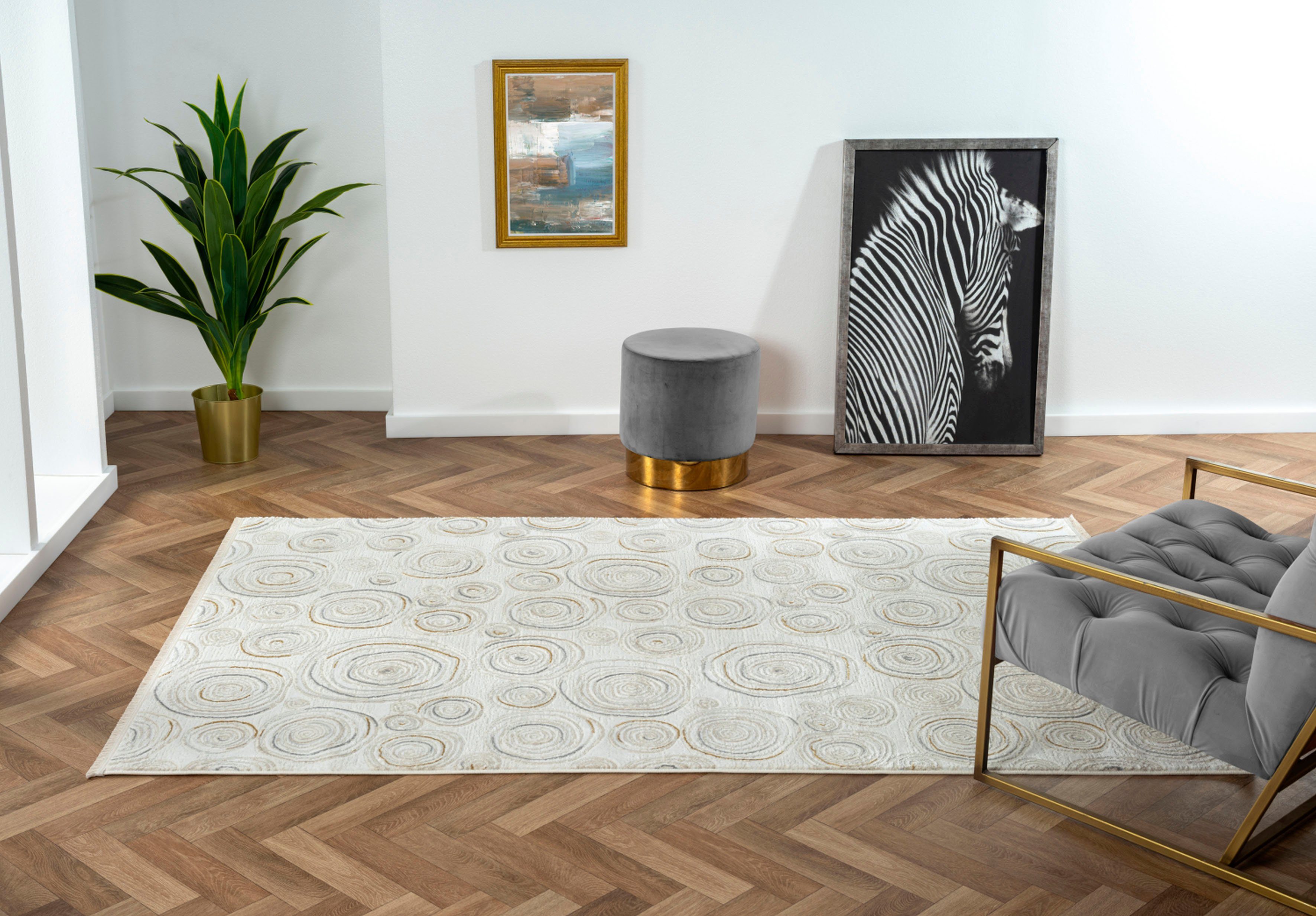 Myflair Möbel & Accessoires Vloerkleed Mijn Stijl, MAGAZIJNOPRUIMING! Kortpolig, Scandi-ontwerp, bijzonder zacht door microvezel, met franjes