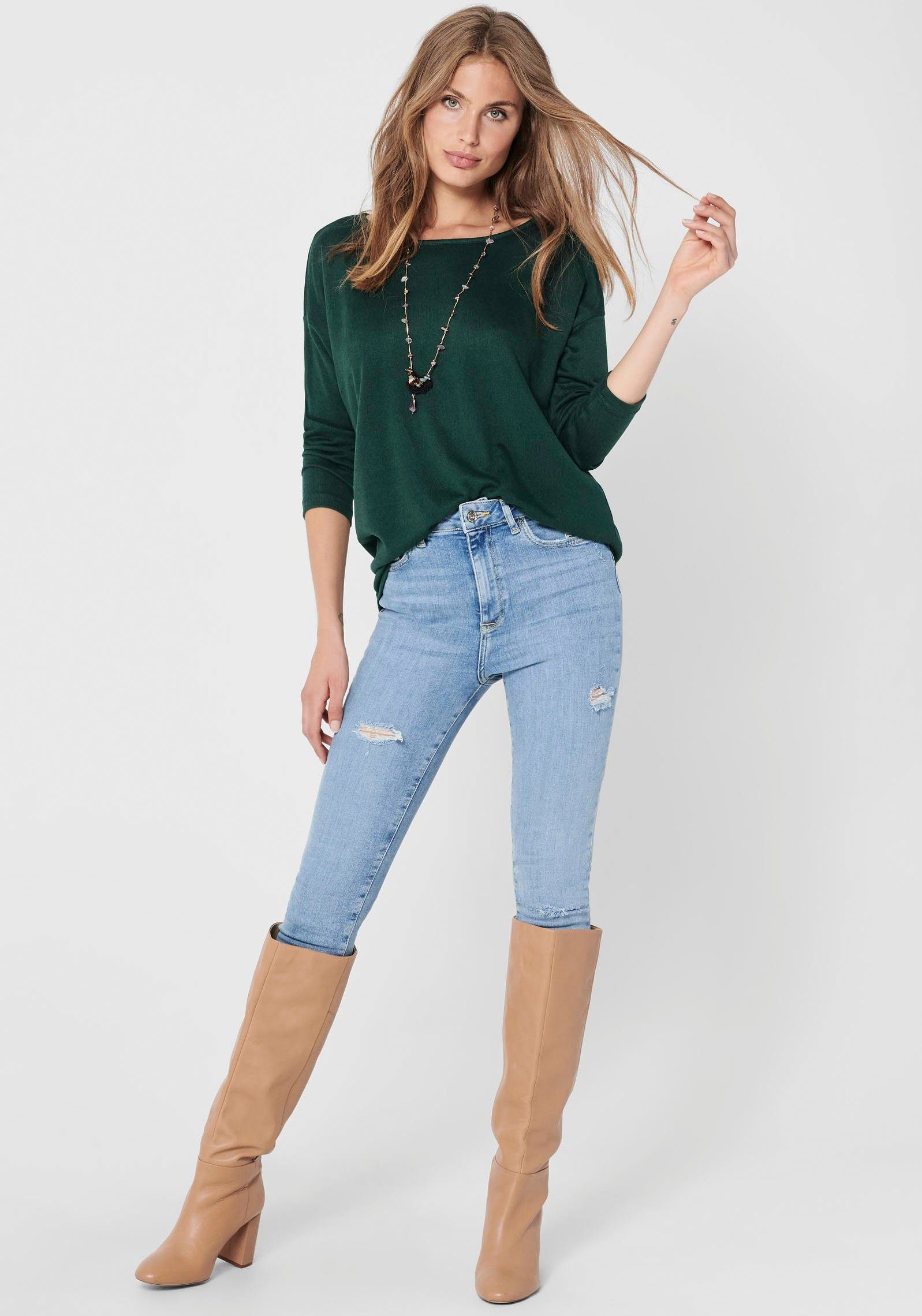 Only Shirt met 3/4 mouwen ONLELCOS 4/5 SOLID TOP