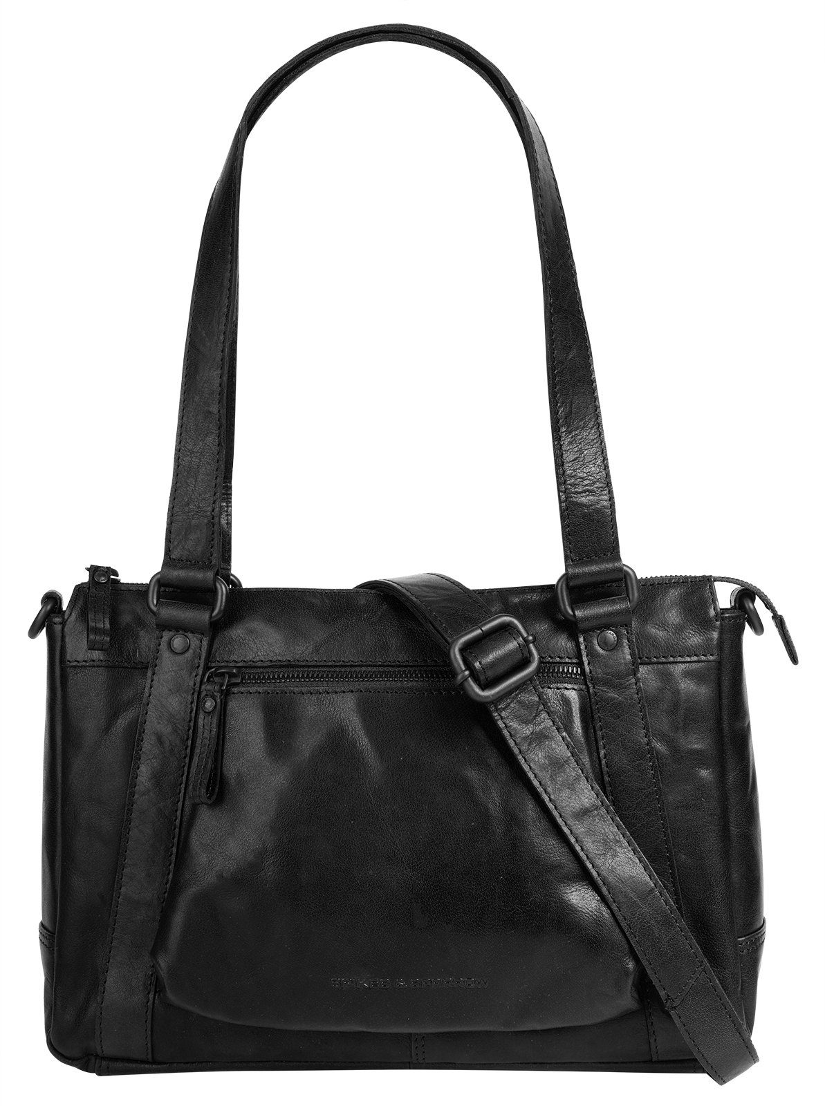 Spikes & Sparrow Tas echt leder dames tassen zwart