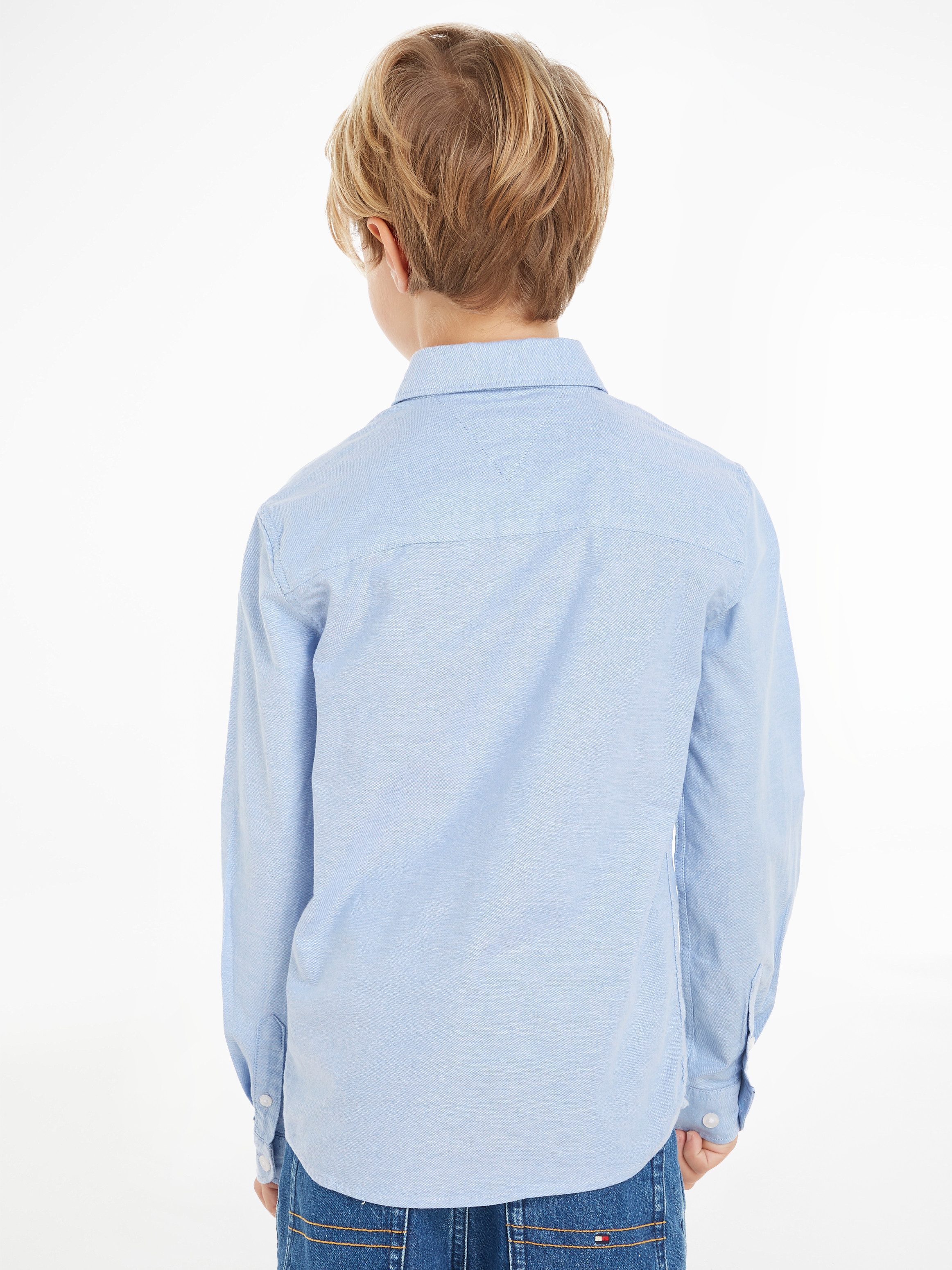 Tommy Hilfiger Overhemd met lange mouwen BOYS STRETCH OXFORD SHIRT L/S Kinderen tot 16 jaar, button-down kraag, lange mouwen, logo-vlag