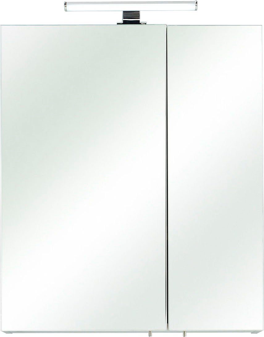 Saphir Spiegelkast Quickset badkamerspiegelkast incl. LED bovenverlichting 60 cm breed, incl. deurdemper, 2 spiegeldeuren, met stopcontact