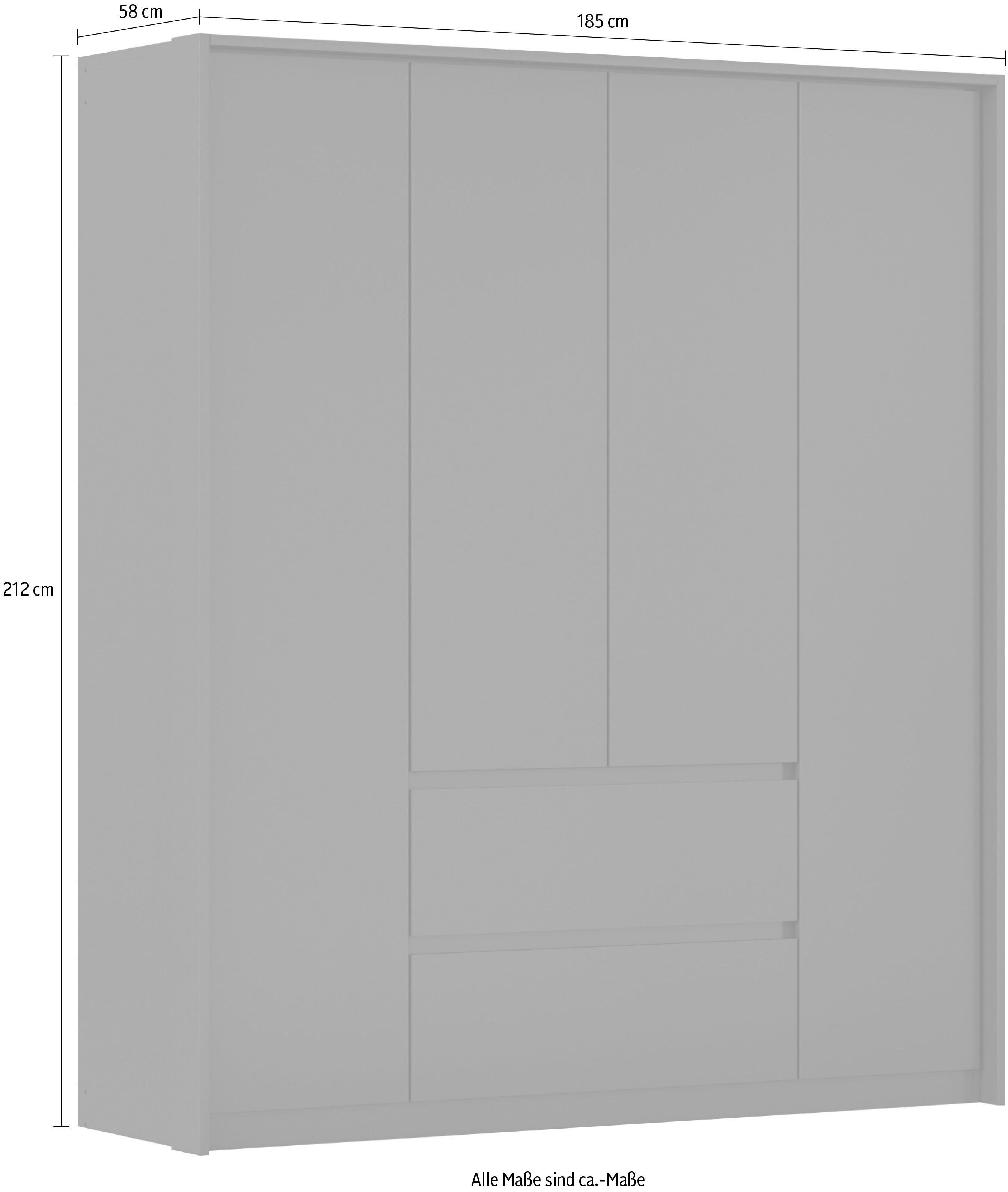 rauch Draaideurkast Mainz met passe-partout optioneel met verlichting, buitendeuren met push-to-openfunctie