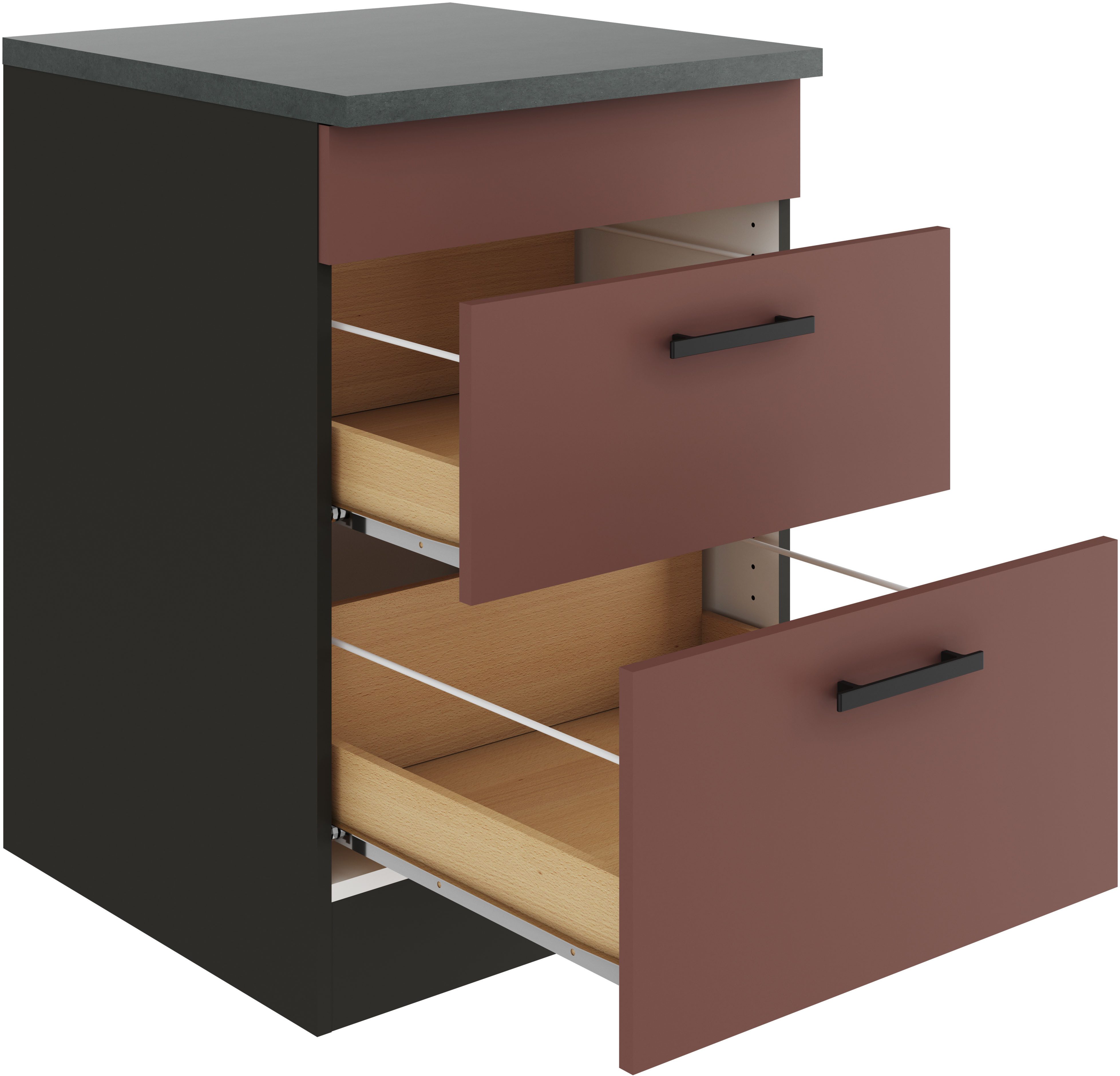 OPTIFIT Ombouwkast voor fornuis Palma Breedte 60 cm, voor kookplaten, met 2 uittrekken