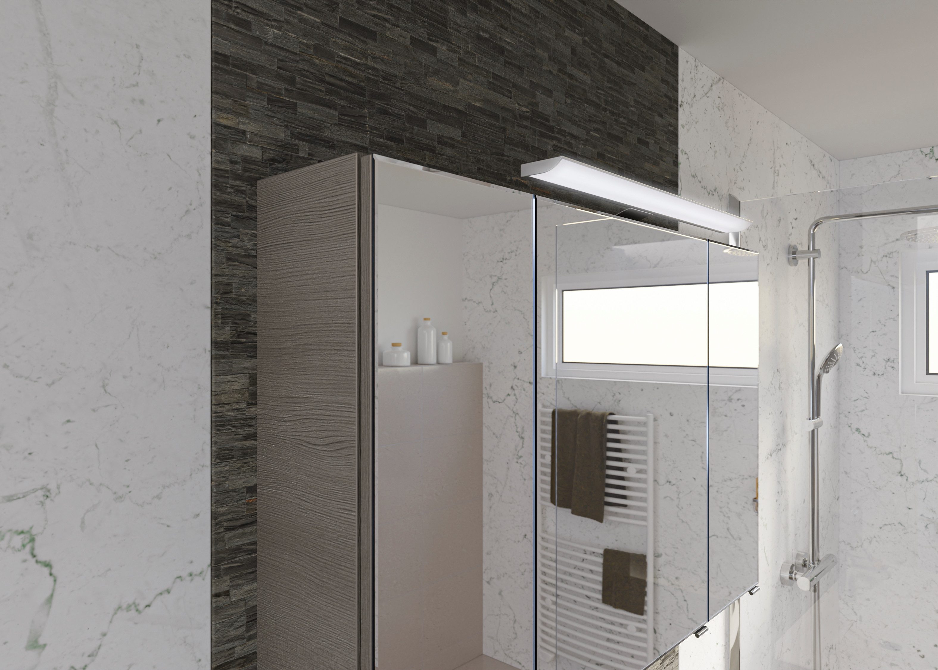 Saphir Badmeubelset Trentino 2-delig keramische wasbak, spiegelkast met LED-lamp Badkamermeubel-set 109cm breed, incl. deurdemper, 3 deuren, 2 lades (3 stuks)