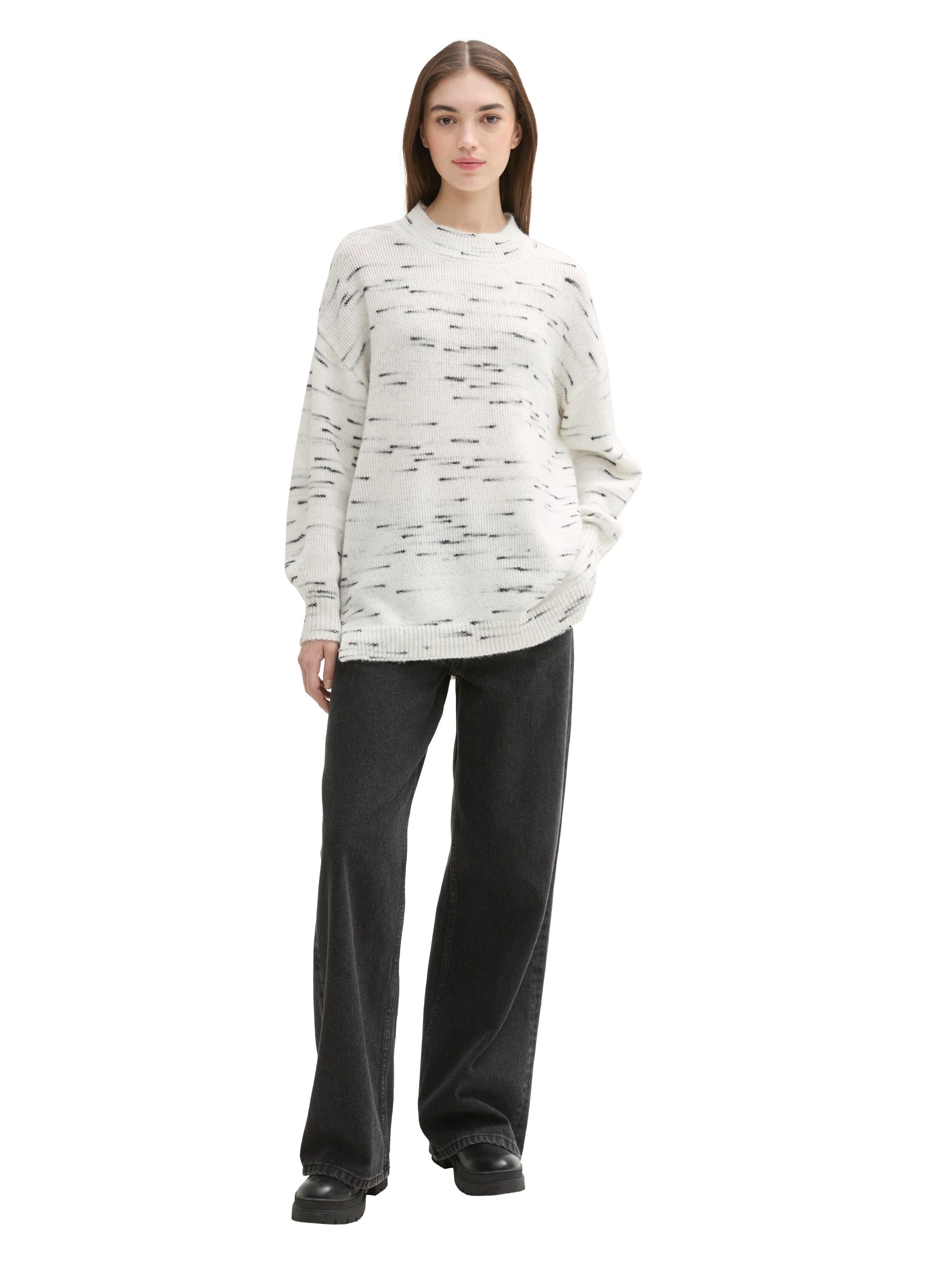 Tom Tailor Denim Trui met staande kraag in tricot-look