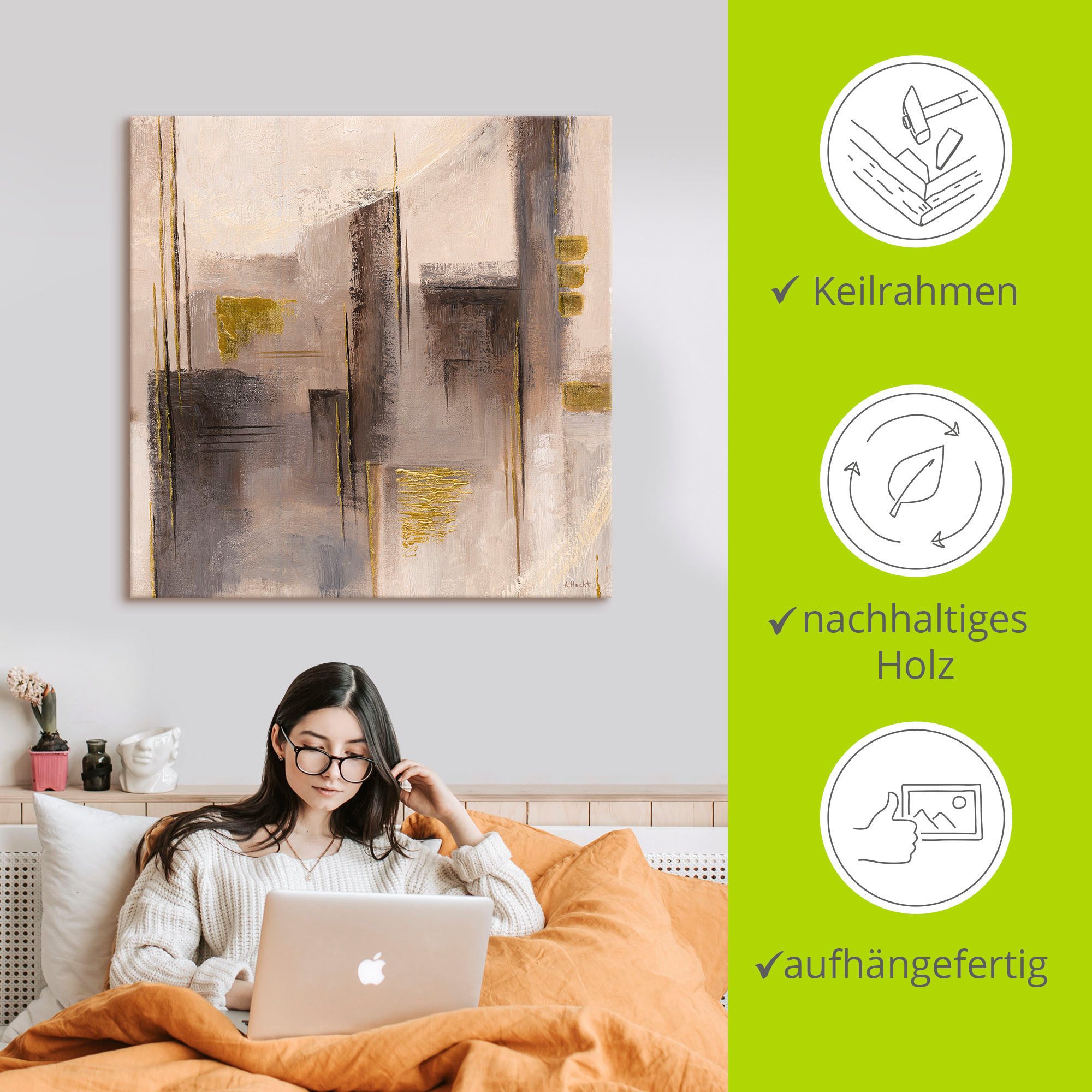 Artland Artprint op linnen Abstracte skyline I gespannen op een spieraam