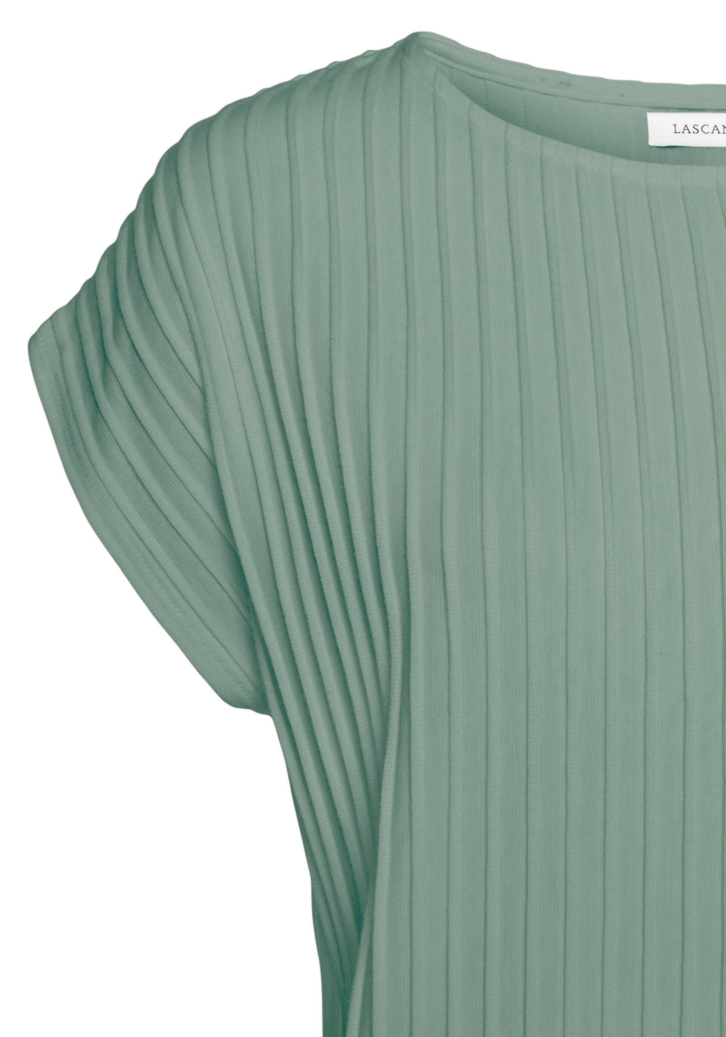 Lascana Shirt met korte mouwen met biesstructuur kreukvrij t-shirt van moderne structuurstof
