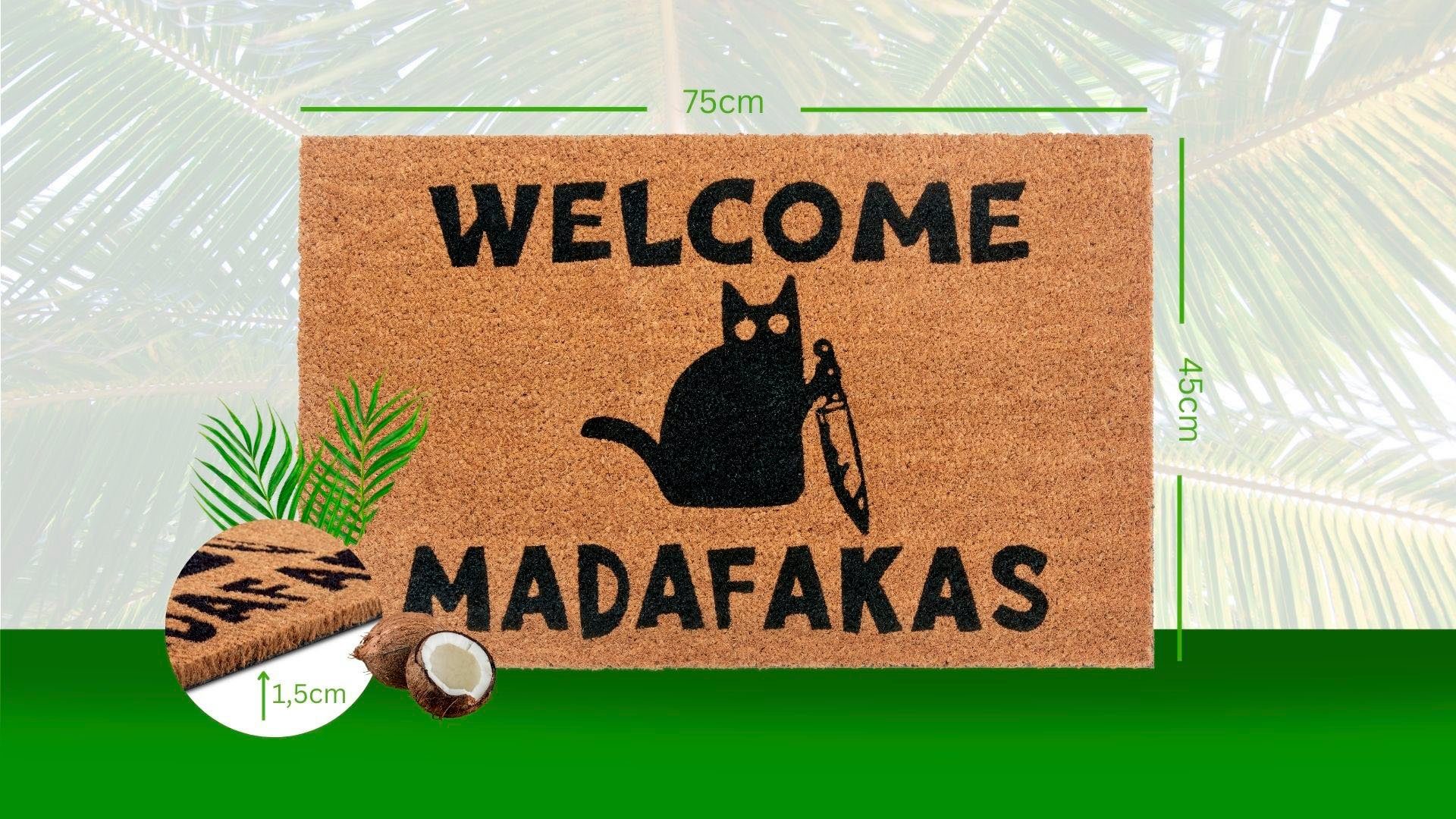 HANSE Home Mat Mix Mats Kokos Welcome Madafakas, deurmat Kokos, vuilopvangmat, outdoor, antislip, binnen, kokosmat, gang
