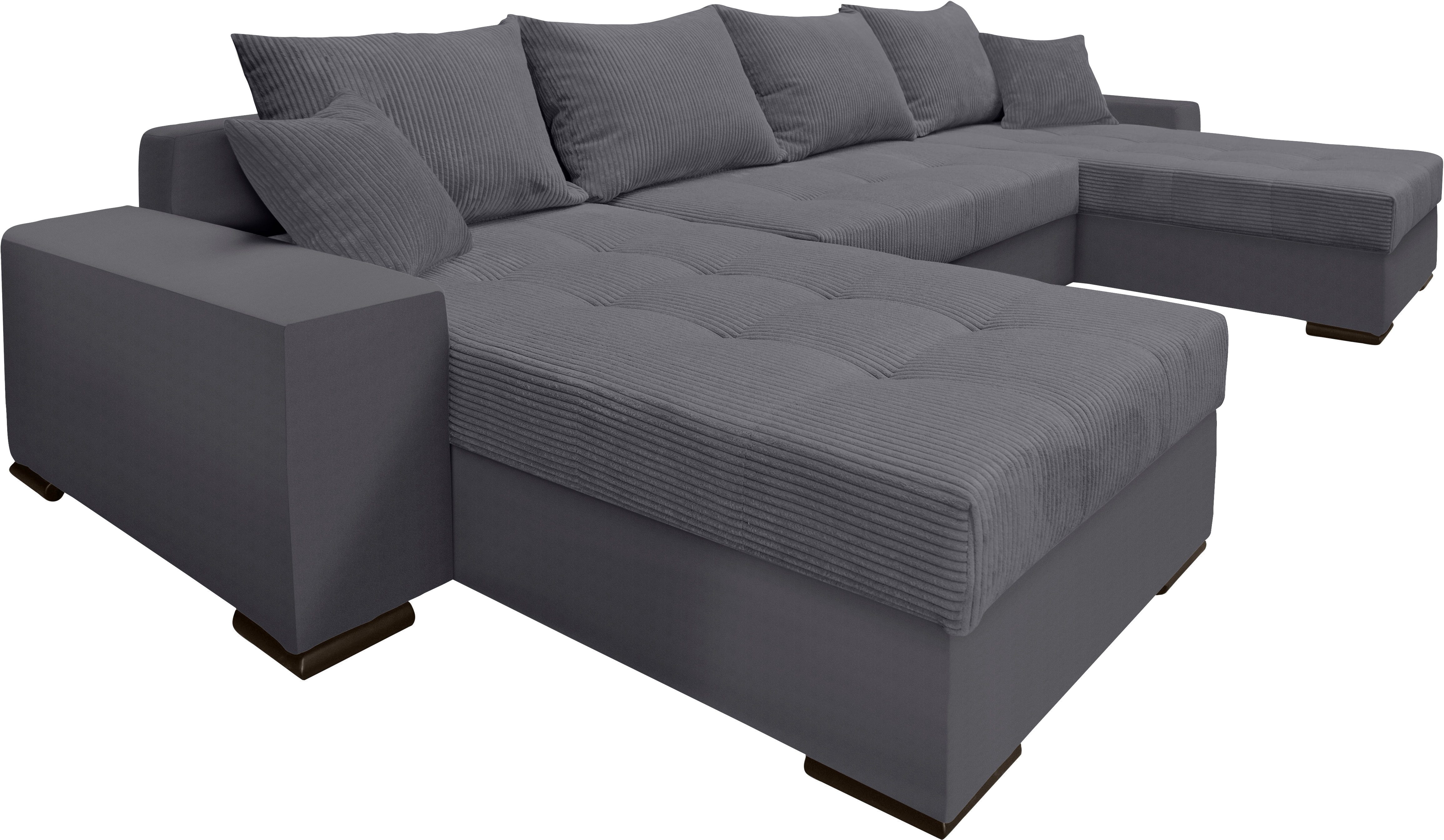 COLLECTION AB Zithoek XL-Josy U-vorm, breedte 313 cm, cord-/mix incl. bedfunctie, bedlade, met 4 gelijk grote rugkussens