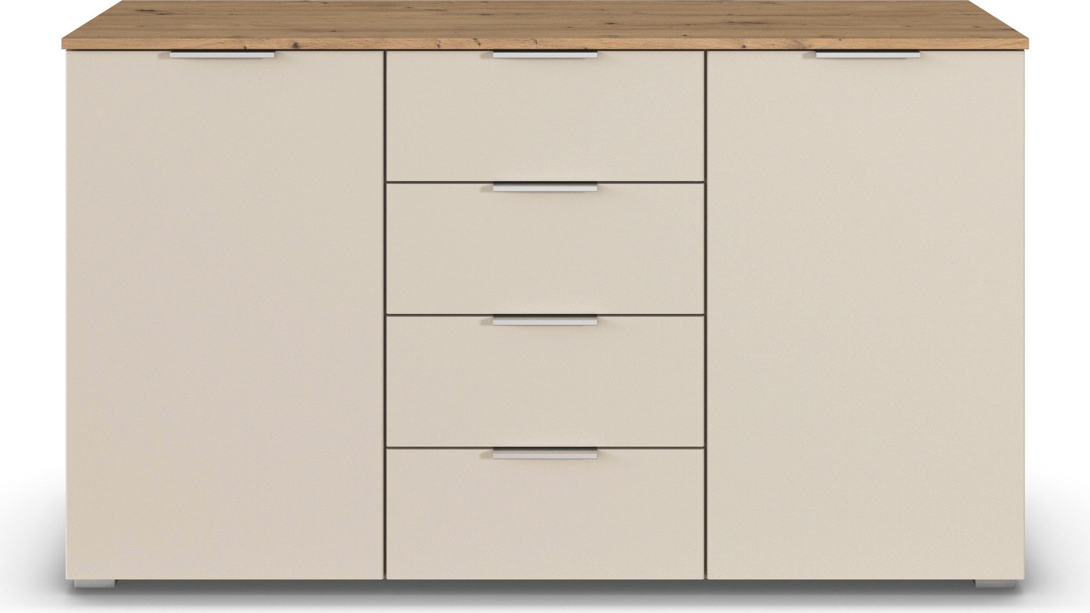 rauch Kast met laden en deuren Sideboard AGORDO met decor- of hoogglansfront met 4 lades en 2 deuren en metalen grepen made in germany