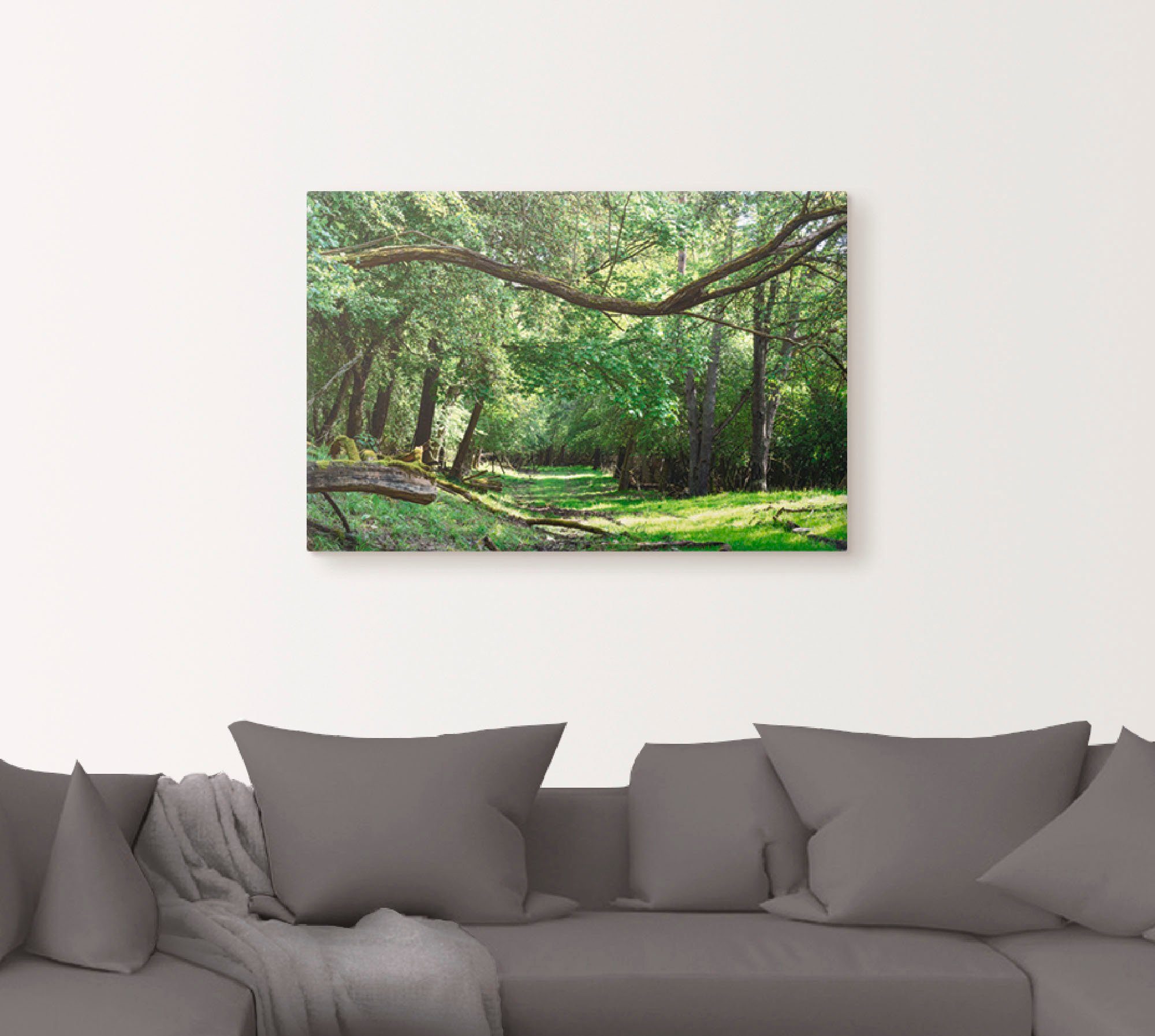 Artland Artprint Op de groene weg door het groene bos als artprint van aluminium, artprint voor buiten, artprint op linnen, poster in verschillende maten. maten